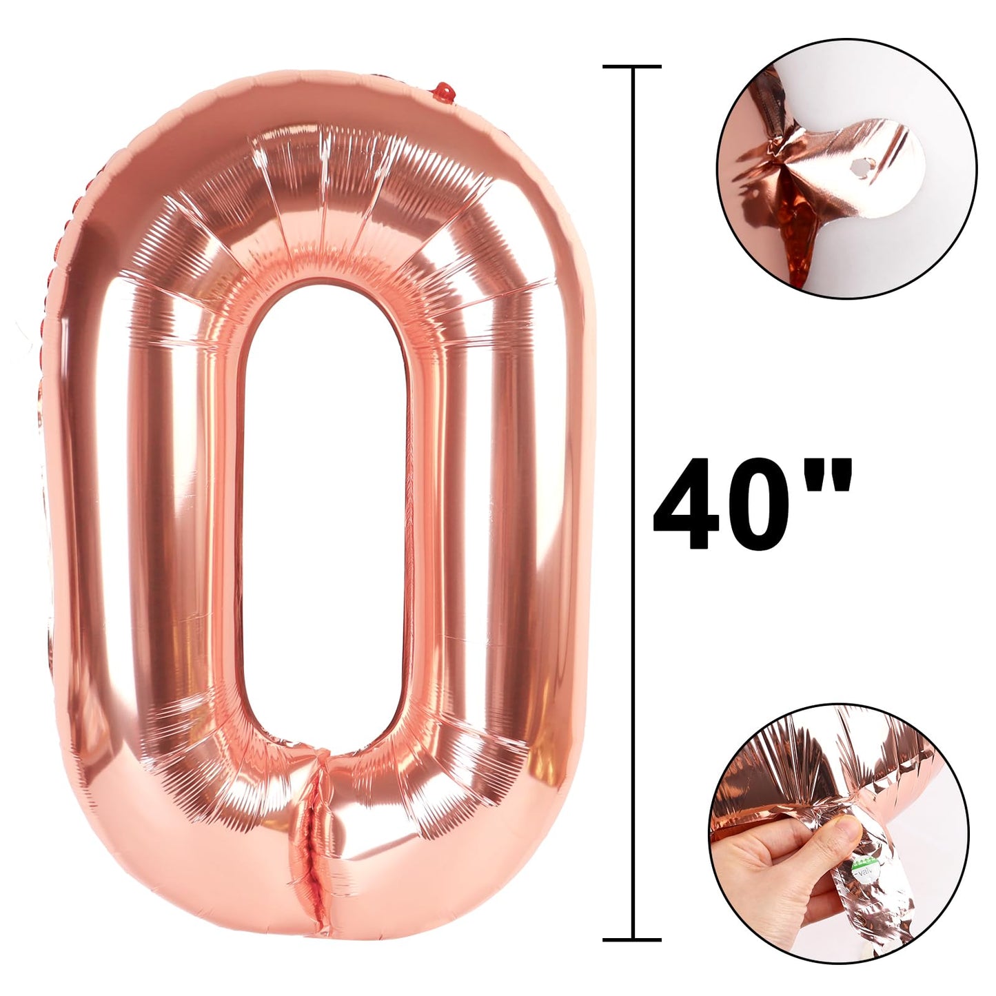 Kelfuoya 40 Inch Rose Gold Number Balloon - Jumbo Mylar Foil for Birthday & Anniversary Parties