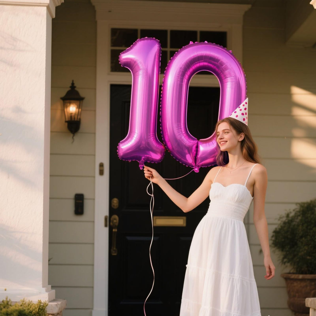 Kelfuoya 40-Inch Rose Purple 10 Number Balloon – Giant Mylar Birthday & Anniversary Decor