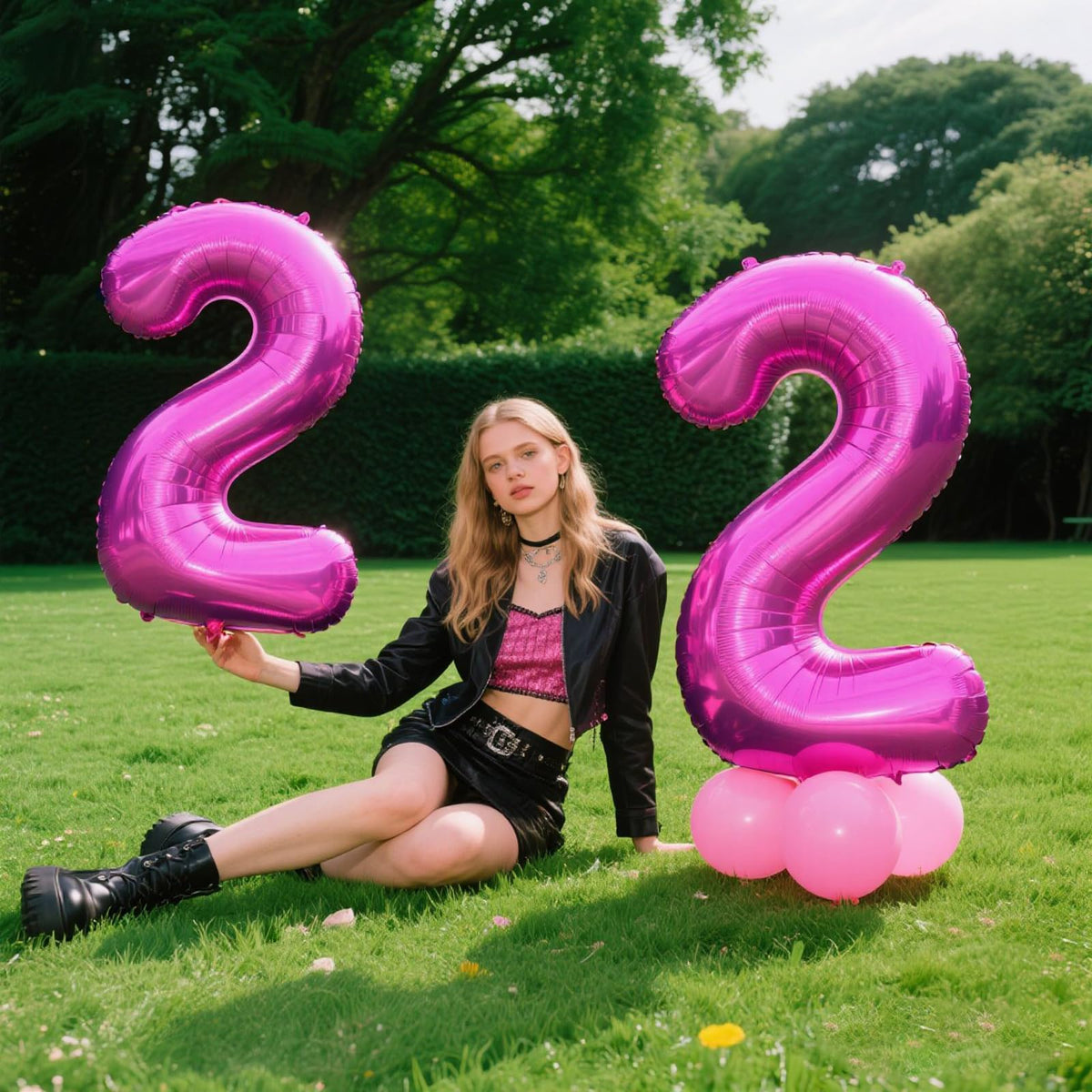 Kelfuoya 40in Rose Purple 22 Balloon – Giant Foil Number for Birthday & Anniversary