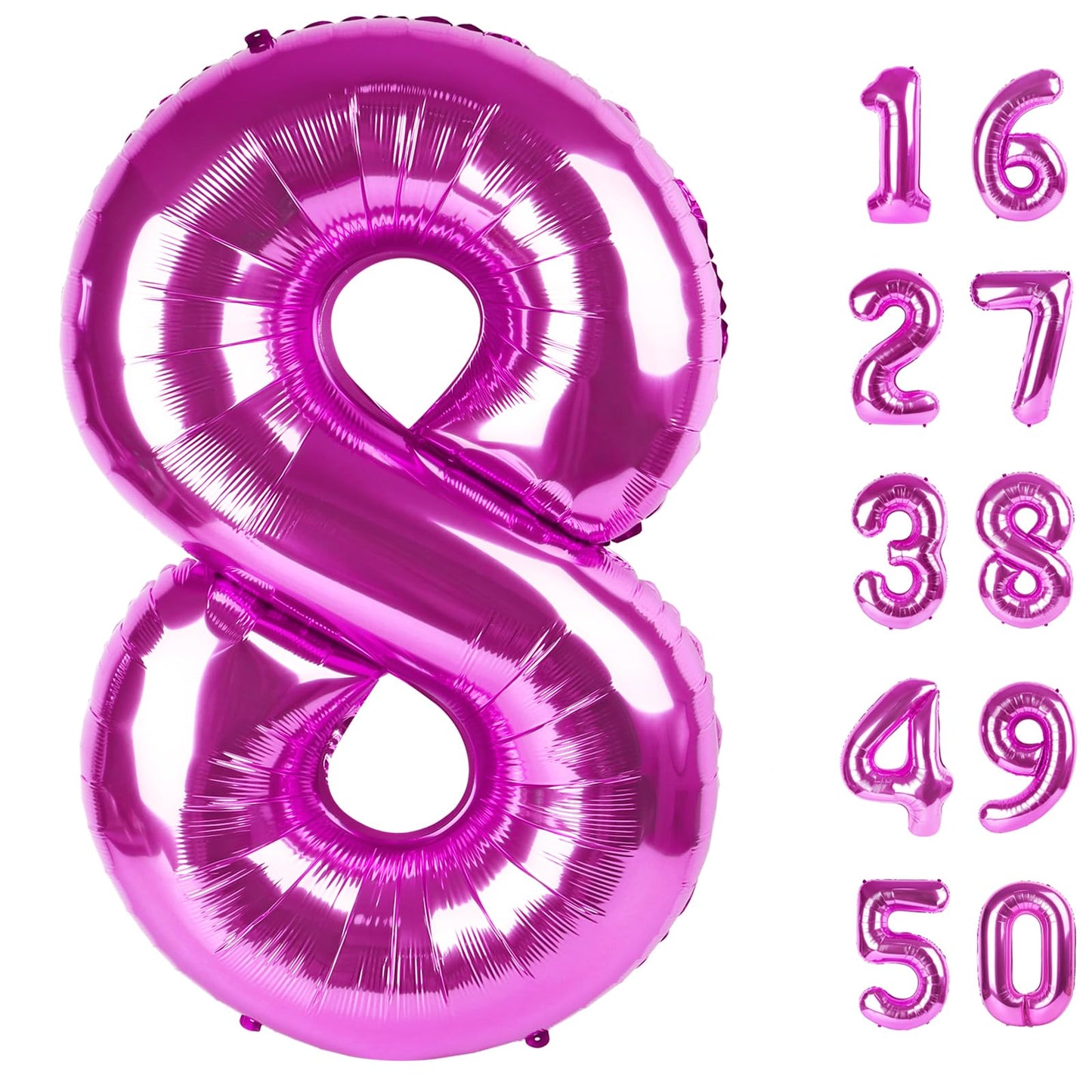 Kelfuoya 40-Inch Rose Purple Number 8 Balloon | Jumbo Mylar Foil Helium Balloon for Birthdays & Anniversaries