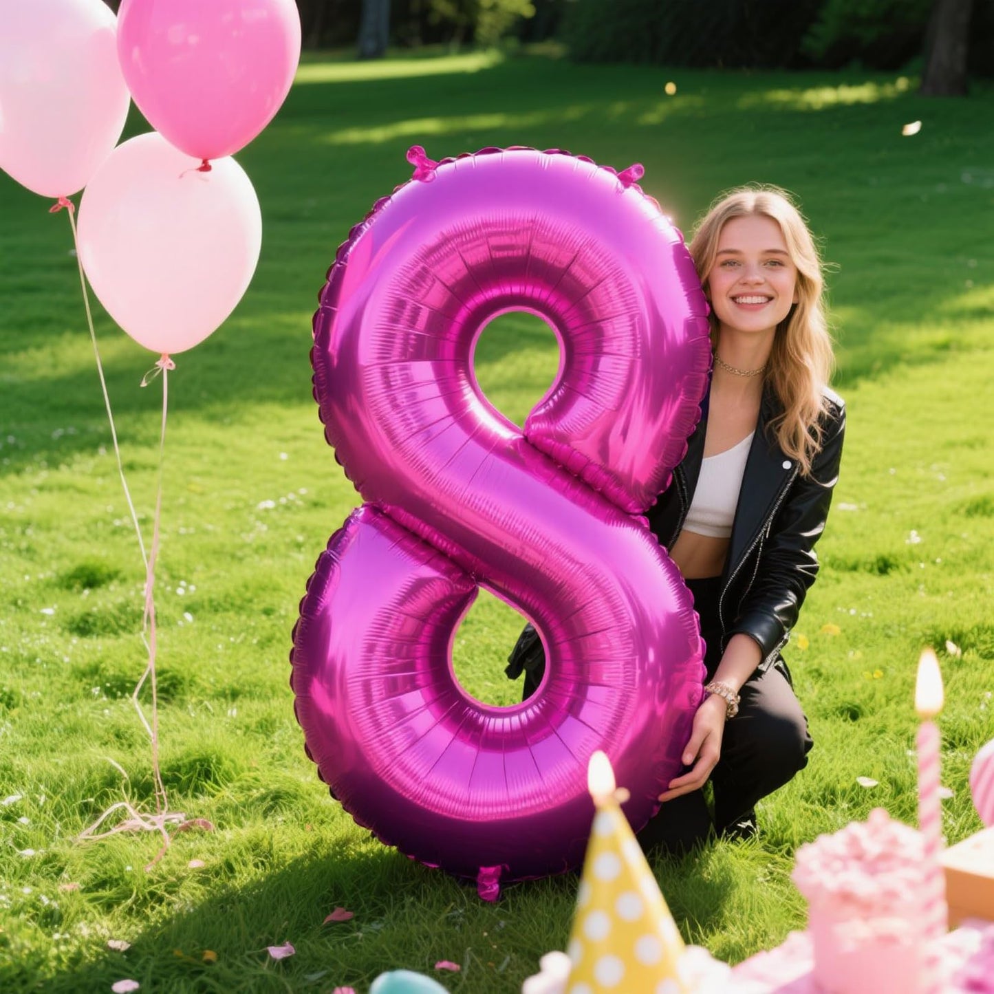 Kelfuoya 40-Inch Rose Purple Number 8 Balloon | Jumbo Mylar Foil Helium Balloon for Birthdays & Anniversaries