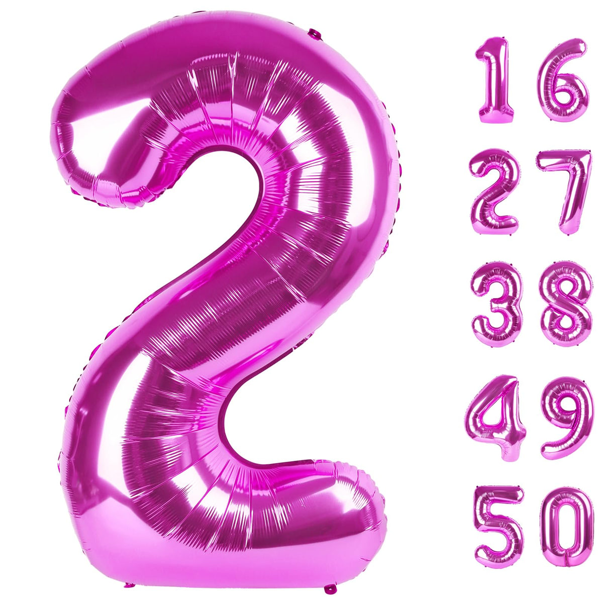 Kelfuoya 40-Inch Rose Purple Number 2 Balloon – Jumbo Mylar Foil Birthday & Anniversary Decor