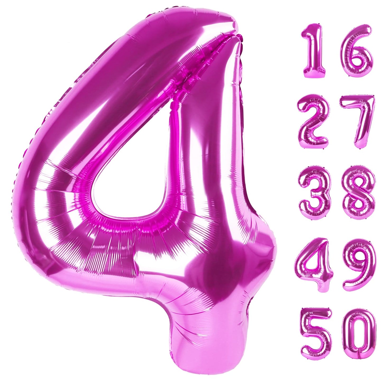 Kelfuoya 40 Inch Rose Purple Number 4 Foil Balloon – Jumbo Mylar Balloon for Birthdays & Anniversaries