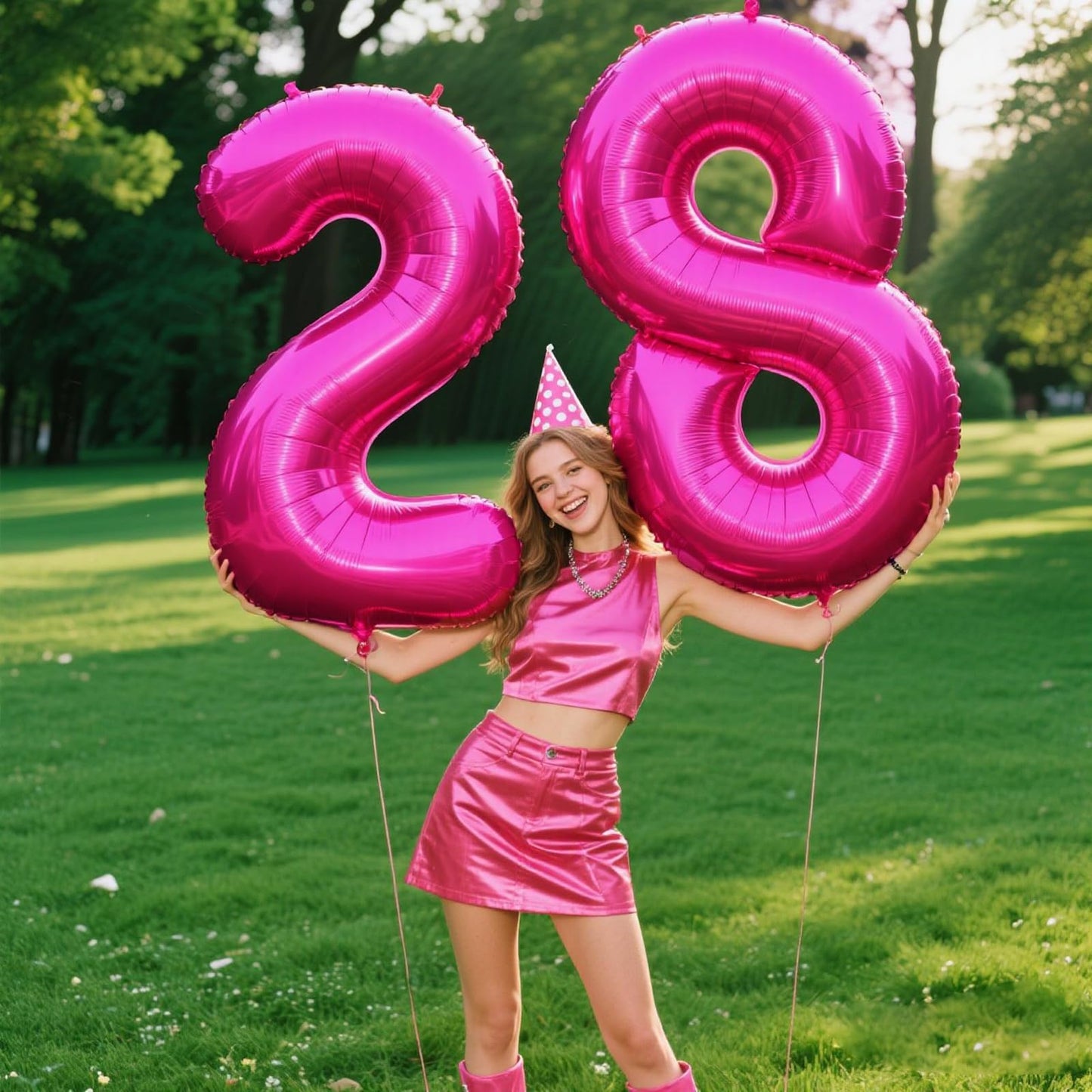 Kelfuoya Rose Red Number 8 Balloon, 40-Inch Jumbo Hot Pink Foil Balloon for Birthdays & Anniversaries