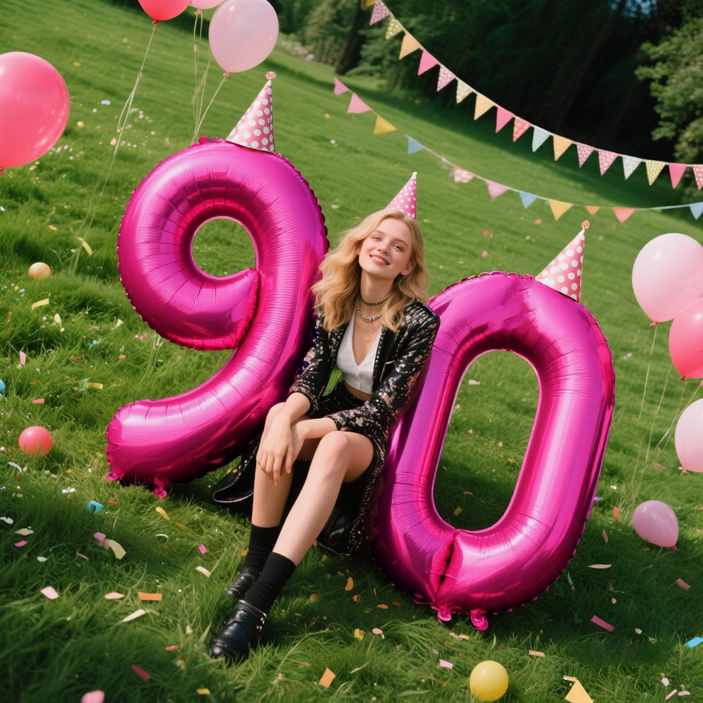 Kelfuoya Rose Red 40-Inch Number 9 Balloon – Jumbo Pink Foil Birthday & Anniversary Decor