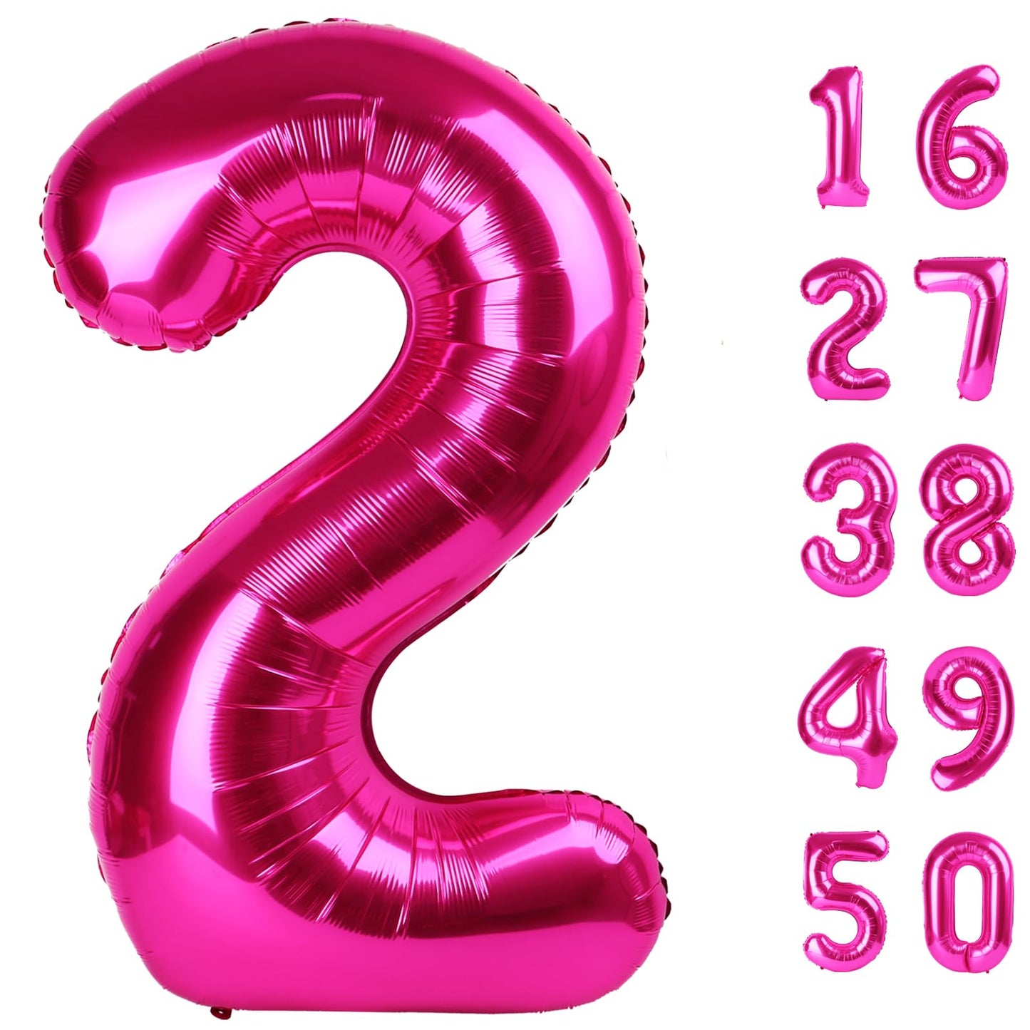 Kelfuoya Rose Red 40-Inch Number 2 Balloon – Jumbo Mylar Pink Foil for Birthday & Anniversary Decor