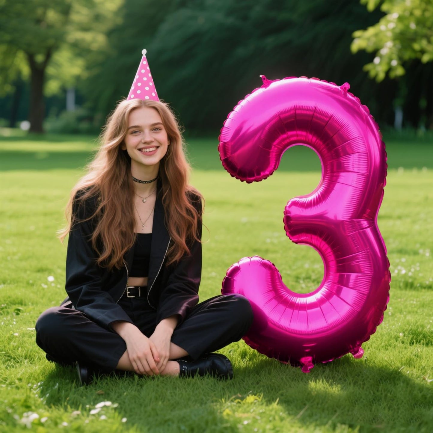 Kelfuoya Rose Red Number 3 40-Inch Mylar Balloon – Hot Pink Foil Birthday Party Decor