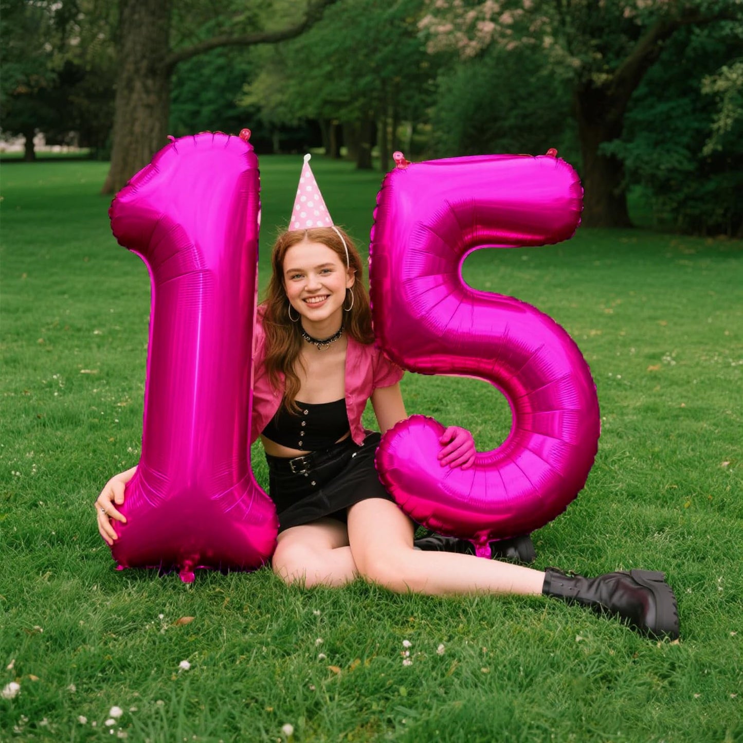 Kelfuoya Rose Red Number 5 Balloon – 40-Inch Giant Hot Pink Foil Balloon for Birthdays & Celebrations