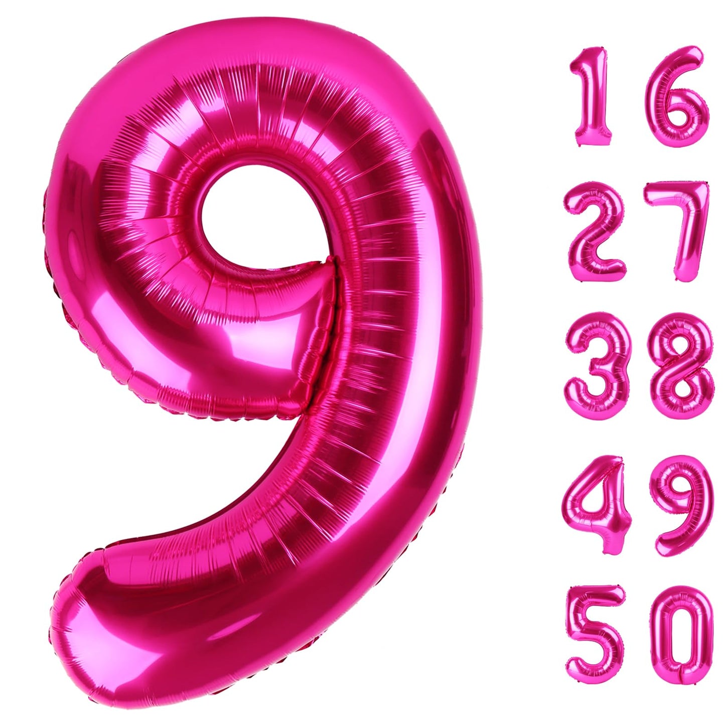 Kelfuoya Rose Red 40-Inch Number 9 Balloon – Jumbo Pink Foil Birthday & Anniversary Decor