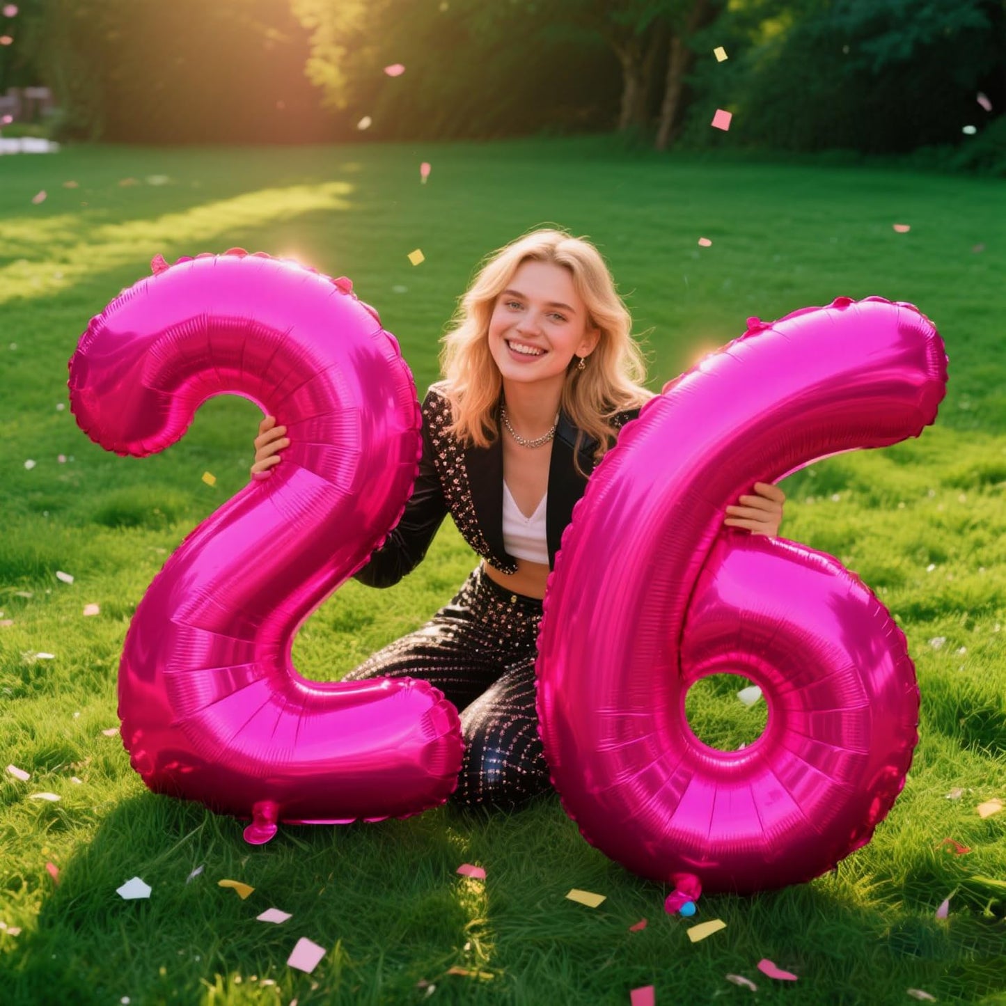 Kelfuoya Rose Red 40-Inch Number 6 Foil Balloon – Jumbo Hot Pink Birthday Party Decor
