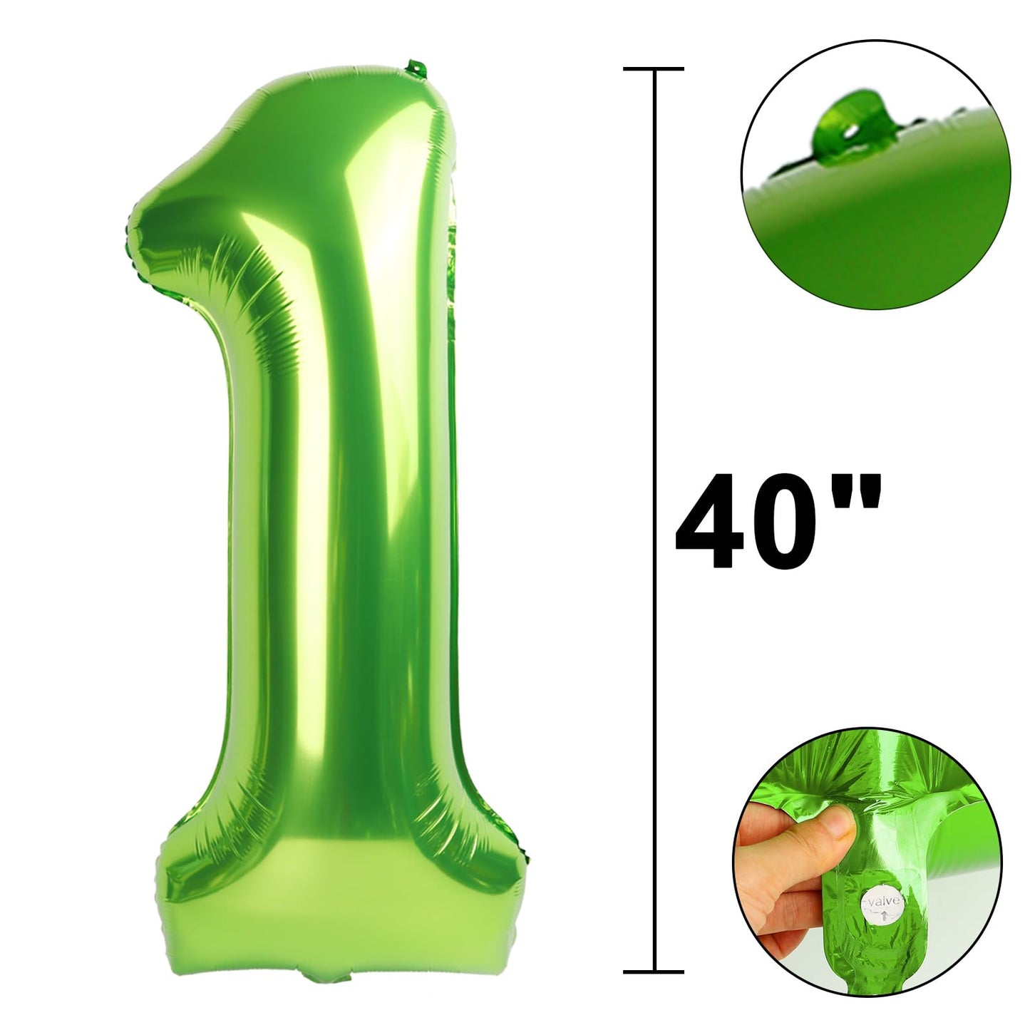 Kelfuoya 40 Inch Light Green Number 1 Balloon – Jumbo Mylar Foil Birthday & Celebration Decor