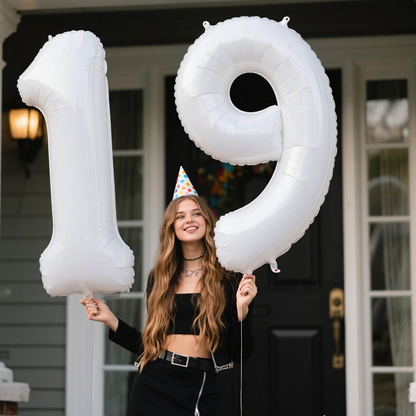 Kelfuoya 40-Inch White Number 19 Balloon | Jumbo Mylar Foil Balloon for Birthday & Anniversary
