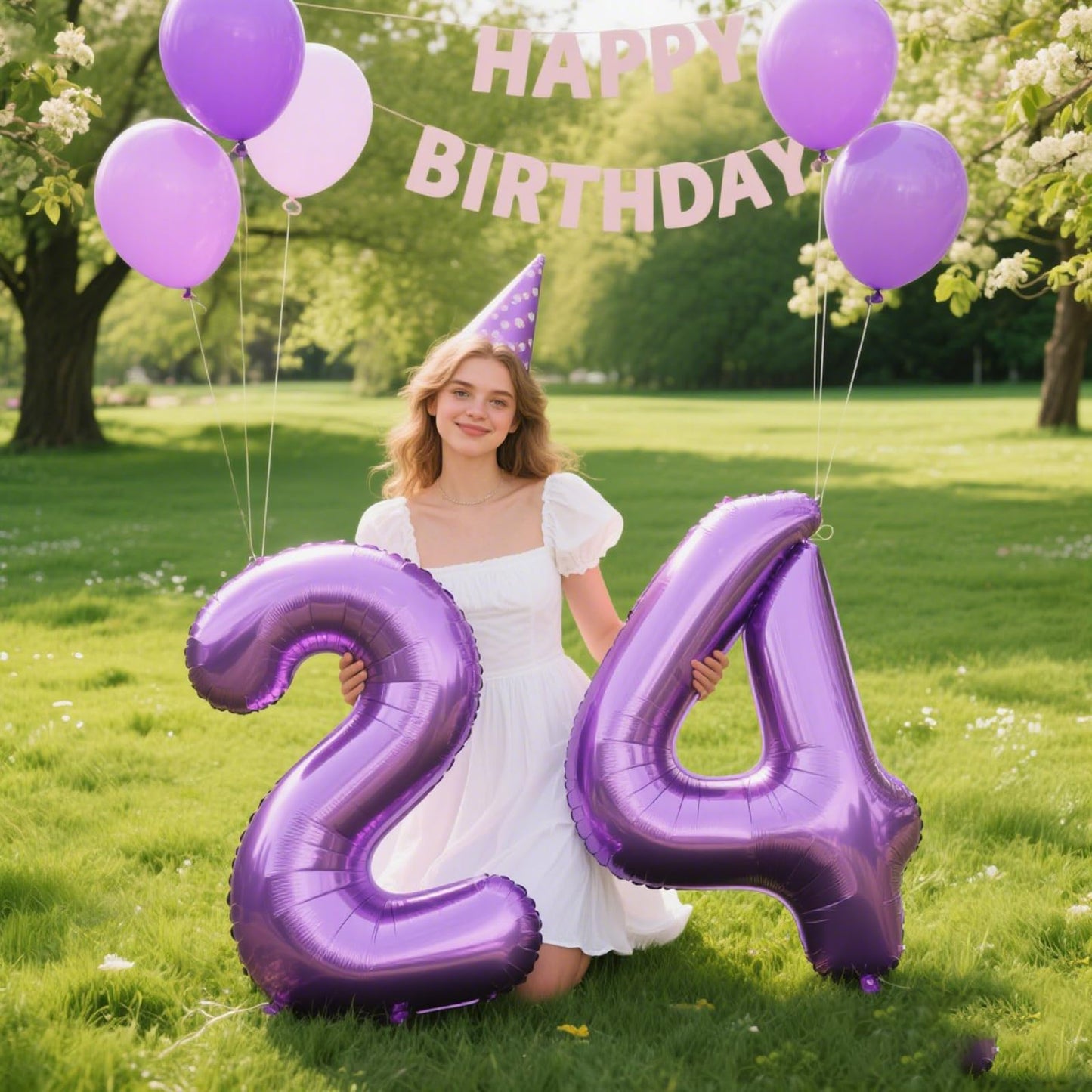 Kelfuoya 40 Inch Purple Number 4 Foil Balloon | Giant Mylar Balloon for Birthdays & Anniversaries