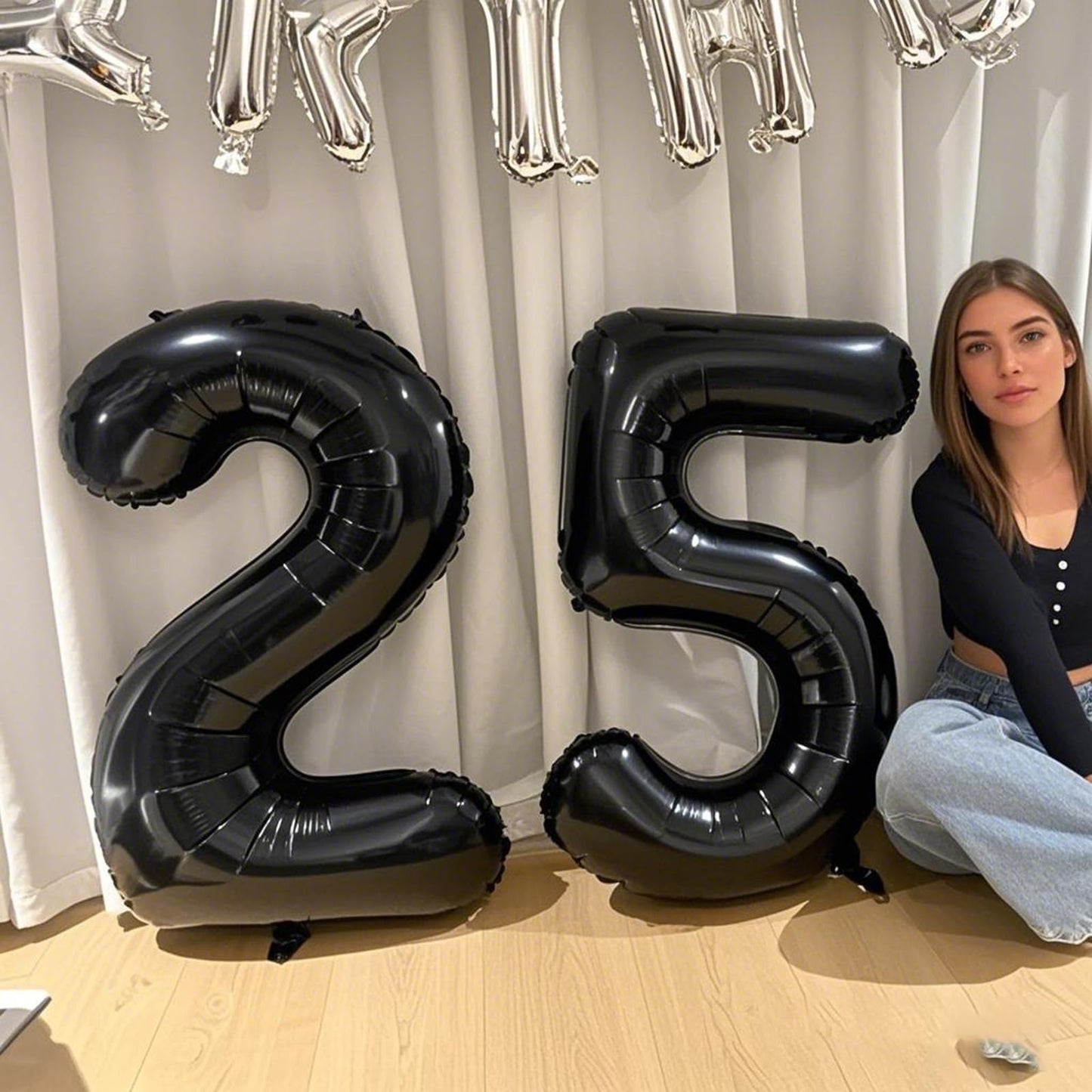 Kelfuoya 40-Inch Black Number 22 Balloon – Jumbo Mylar Digital Party Balloon