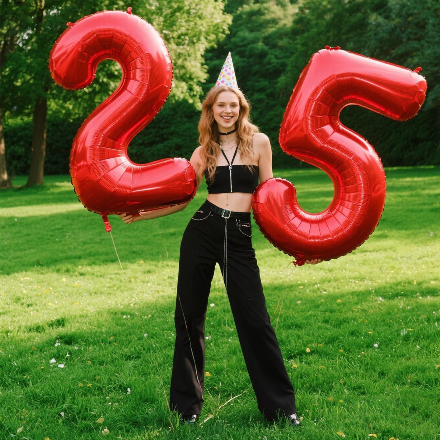 Kelfuoya 40 Inch Red Number 25 Balloon – Jumbo Mylar Foil Balloon for Birthday and Anniversary Celebrations