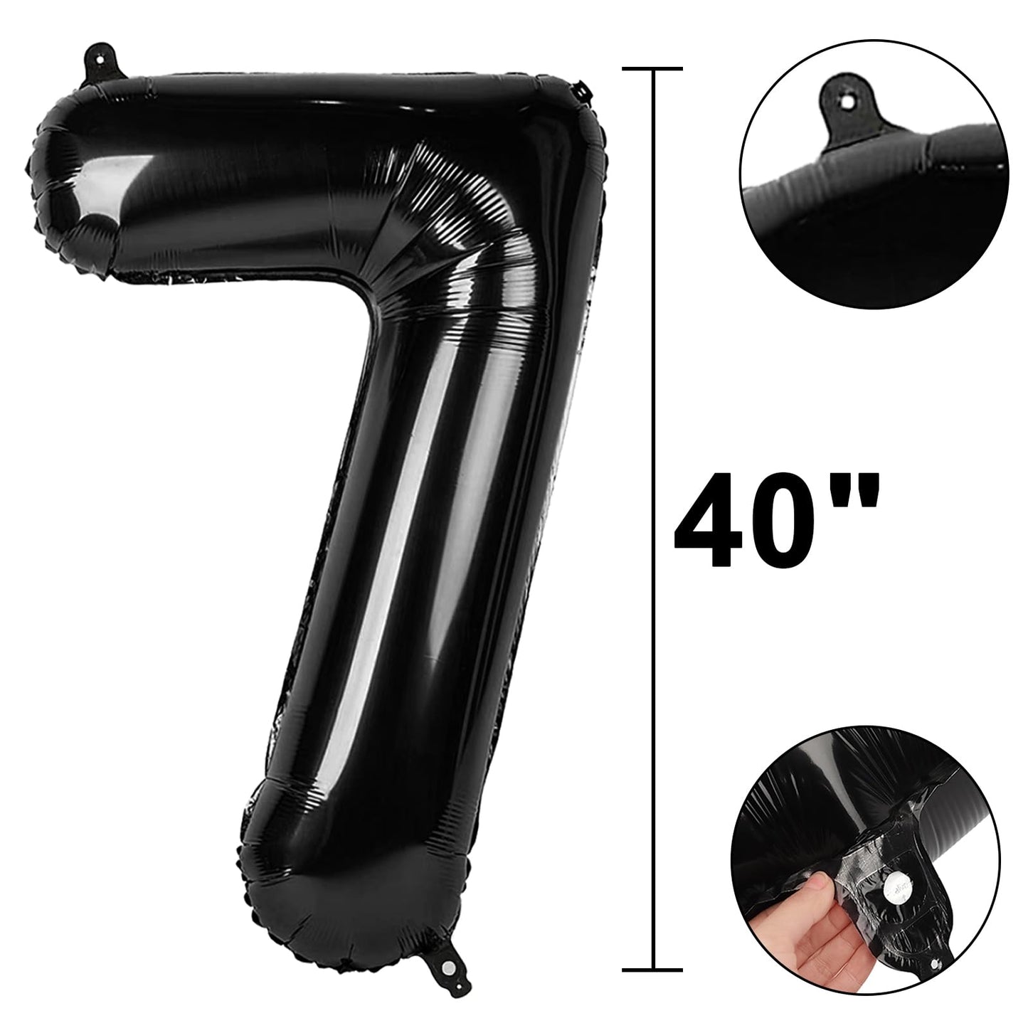 Kelfuoya 40-Inch Black Number 37 Digital Balloon | Jumbo Mylar Foil Helium Balloon for Parties