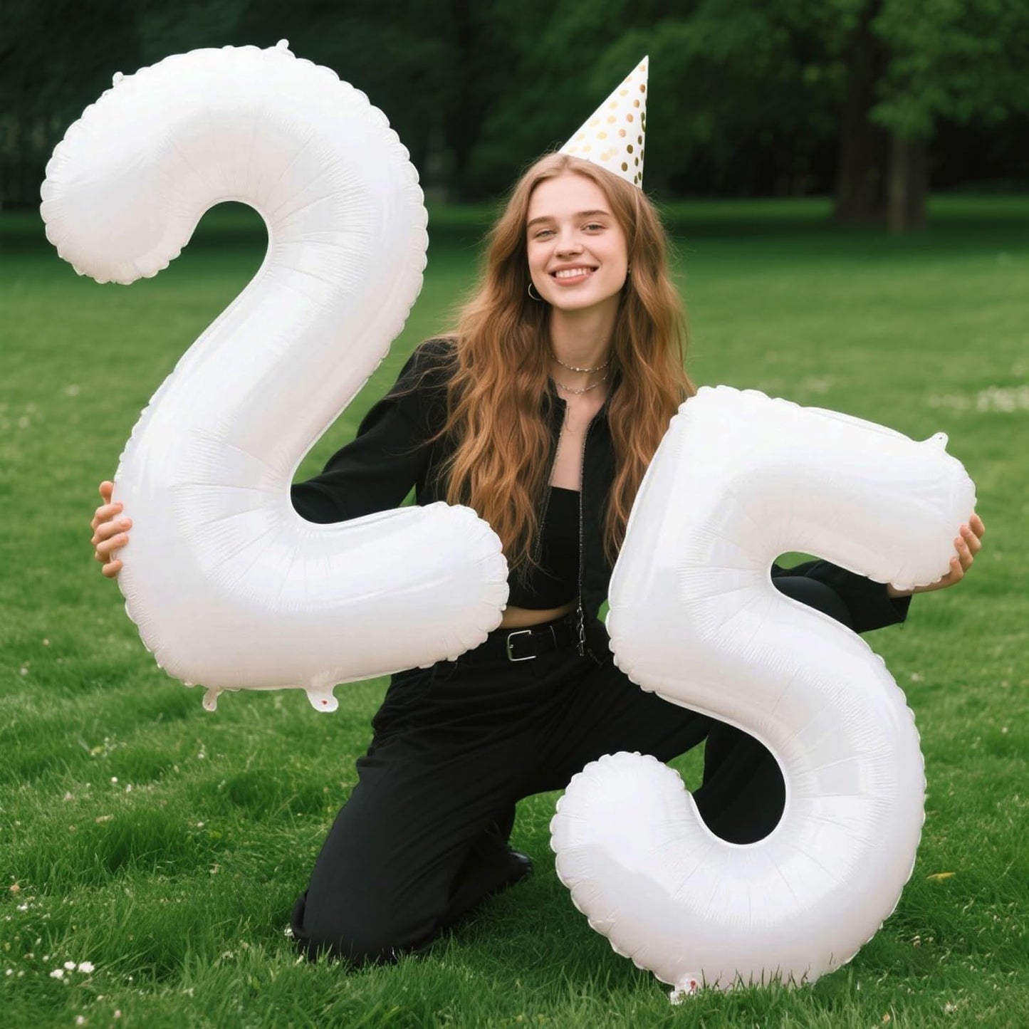 Kelfuoya 40-Inch White Number 25 Digital Balloon – Jumbo Mylar Foil Birthday & Anniversary Balloon