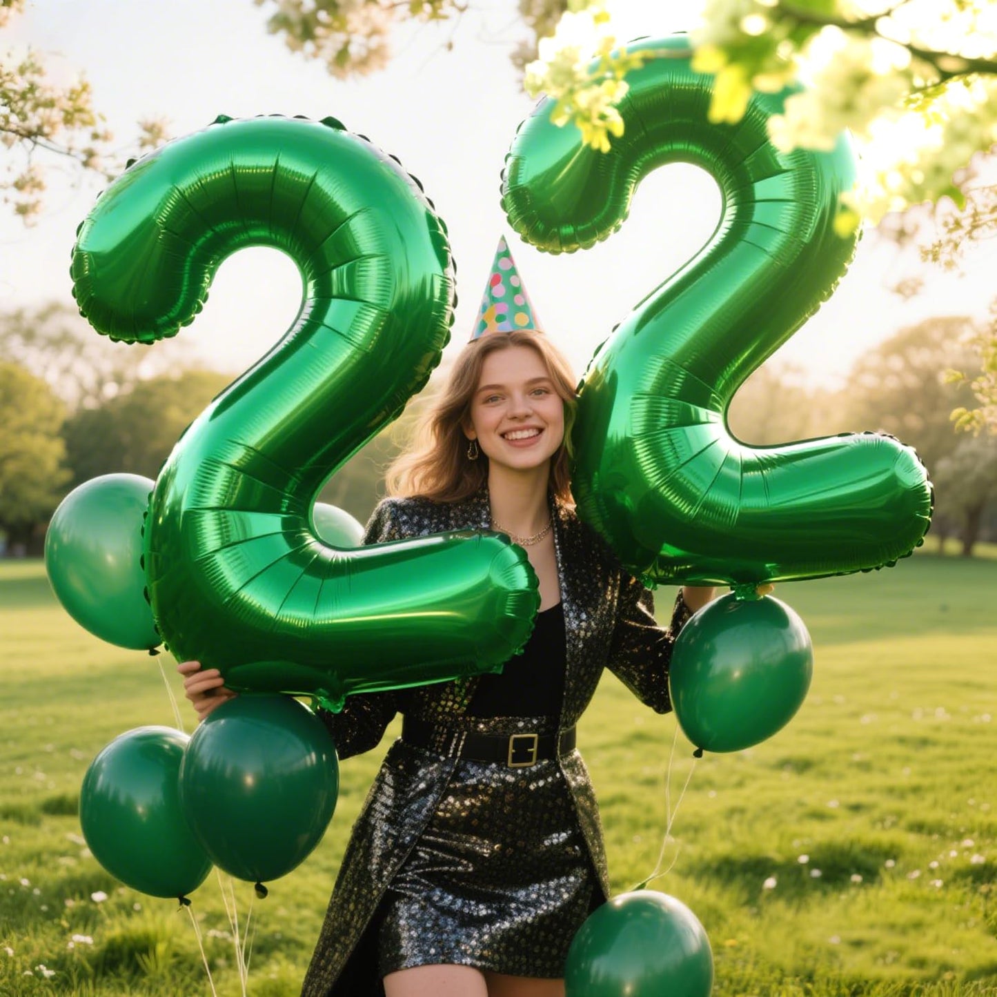 Kelfuoya 40 Inch Green Number 22 Balloon – Jumbo Mylar Foil Balloon for Birthday & Anniversary Parties
