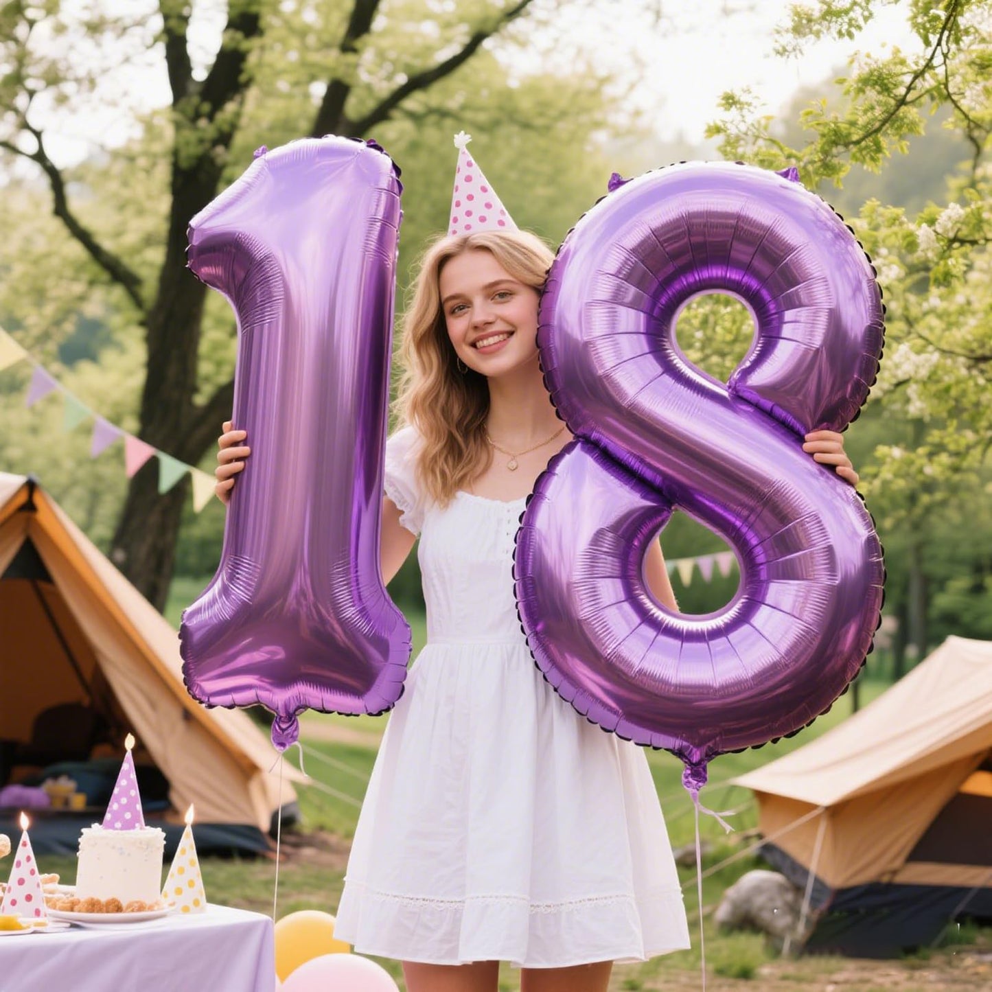 Kelfuoya 40-Inch Purple Number 18 Balloon | Jumbo Mylar Foil Birthday & Anniversary Decor