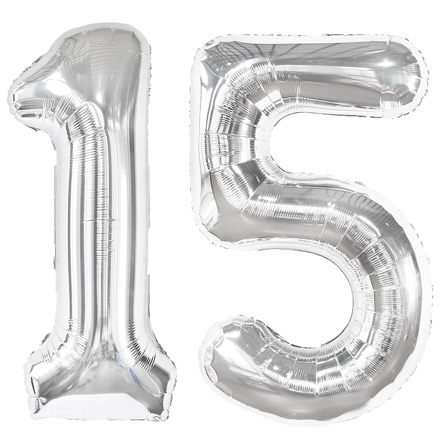 Kelfuoya 40-Inch Silver Number 15 Balloon - Jumbo Mylar Foil Helium Decor for Birthdays & Anniversaries