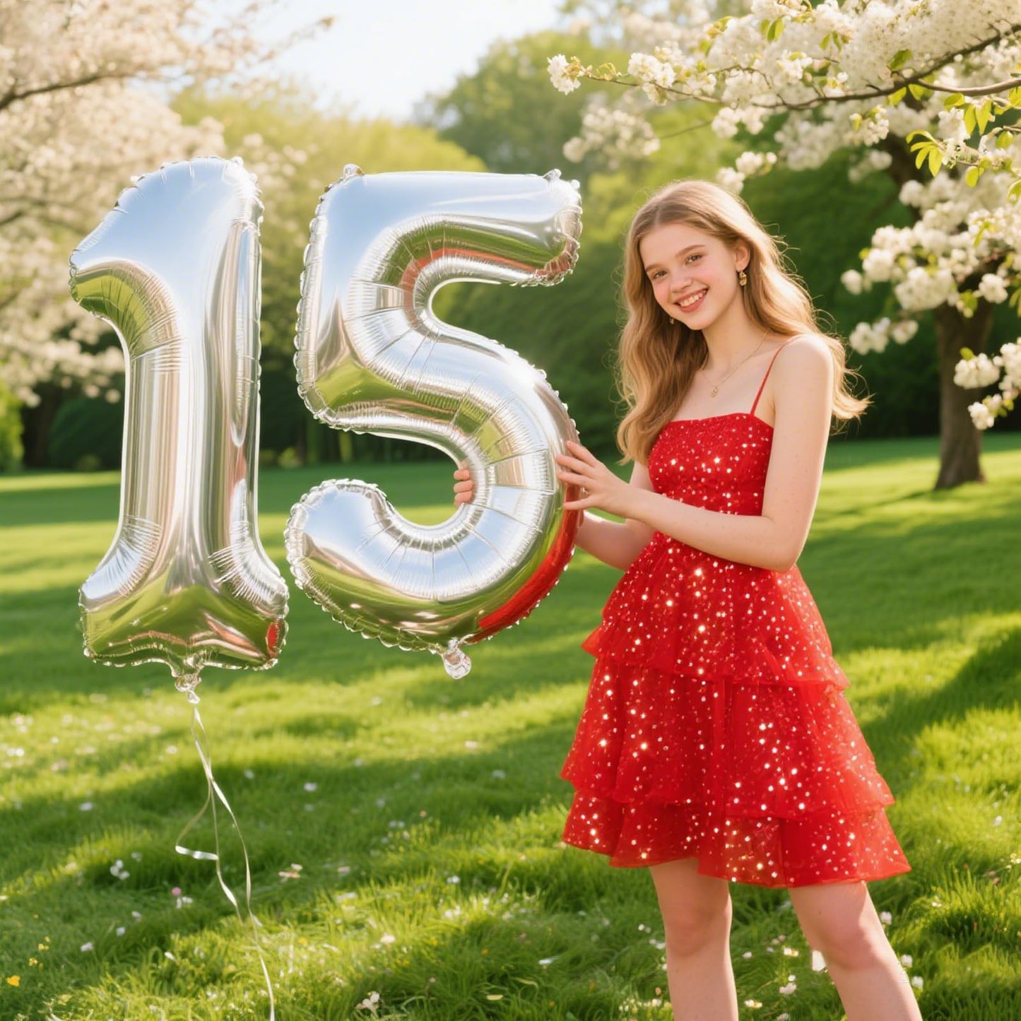 Kelfuoya 40-Inch Silver Number 15 Balloon - Jumbo Mylar Foil Helium Decor for Birthdays & Anniversaries
