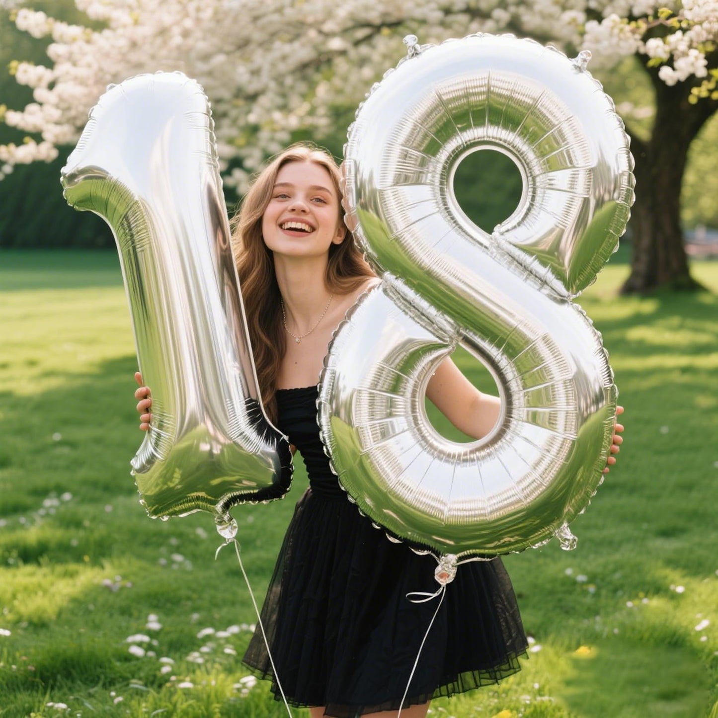 Kelfuoya 40 Inch Silver Number 18 Digital Balloon - Jumbo Mylar Foil Balloon for Birthday & Anniversary Parties