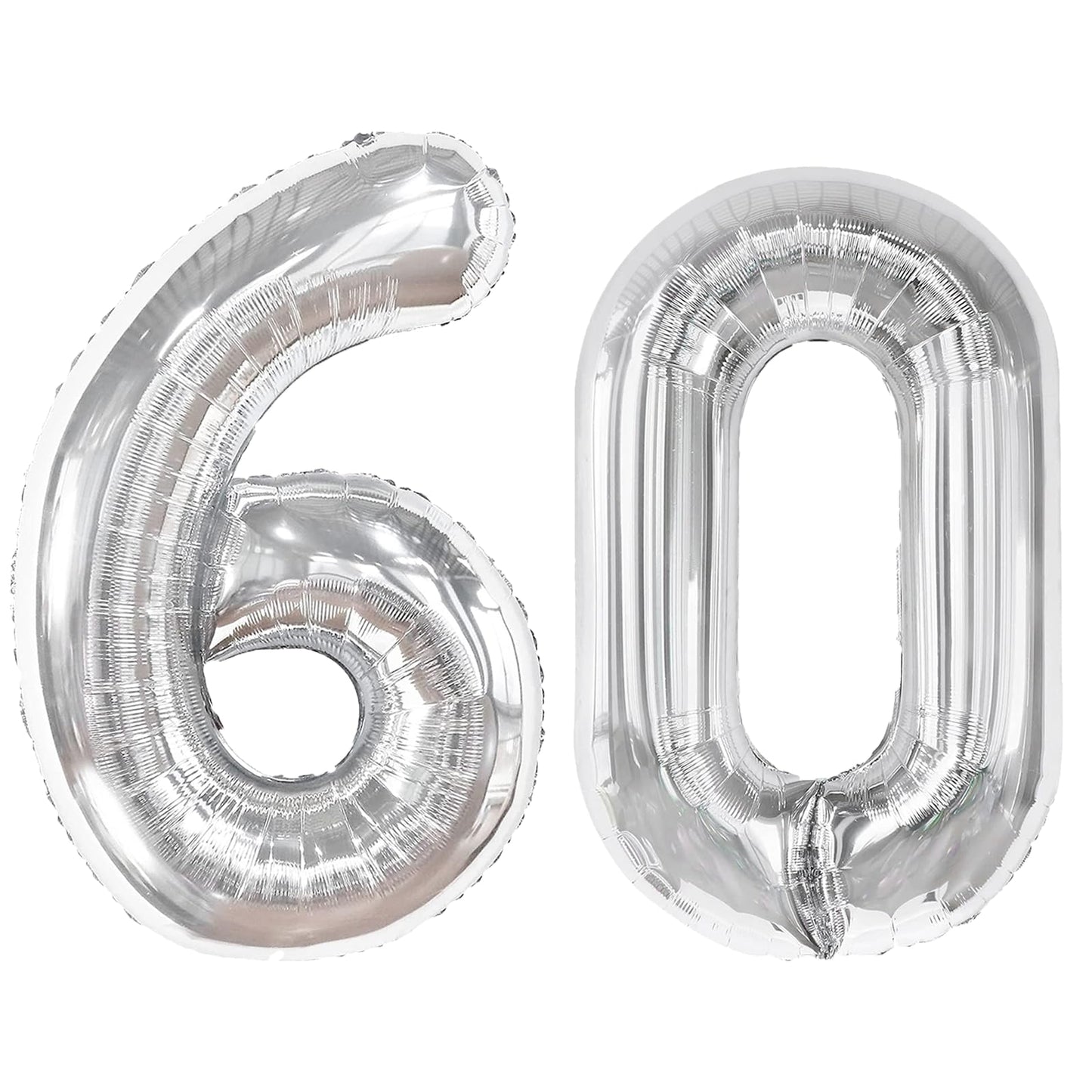 Kelfuoya 40-Inch Silver 60 Number Balloon – Jumbo Mylar Foil Helium Balloon for Birthday & Anniversary Decor