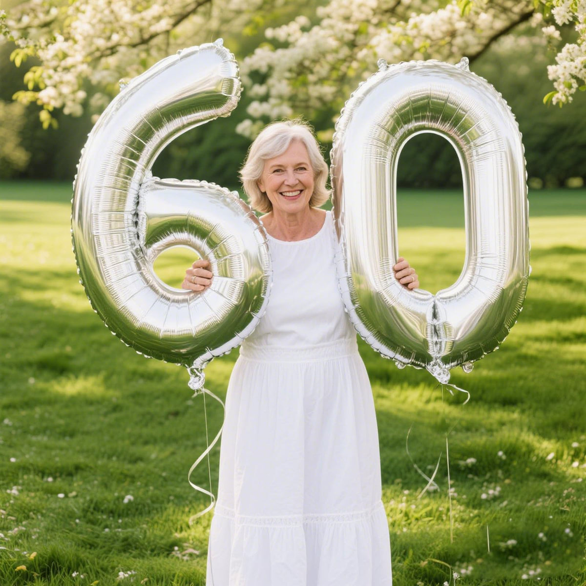 Kelfuoya 40-Inch Silver 60 Number Balloon – Jumbo Mylar Foil Helium Balloon for Birthday & Anniversary Decor
