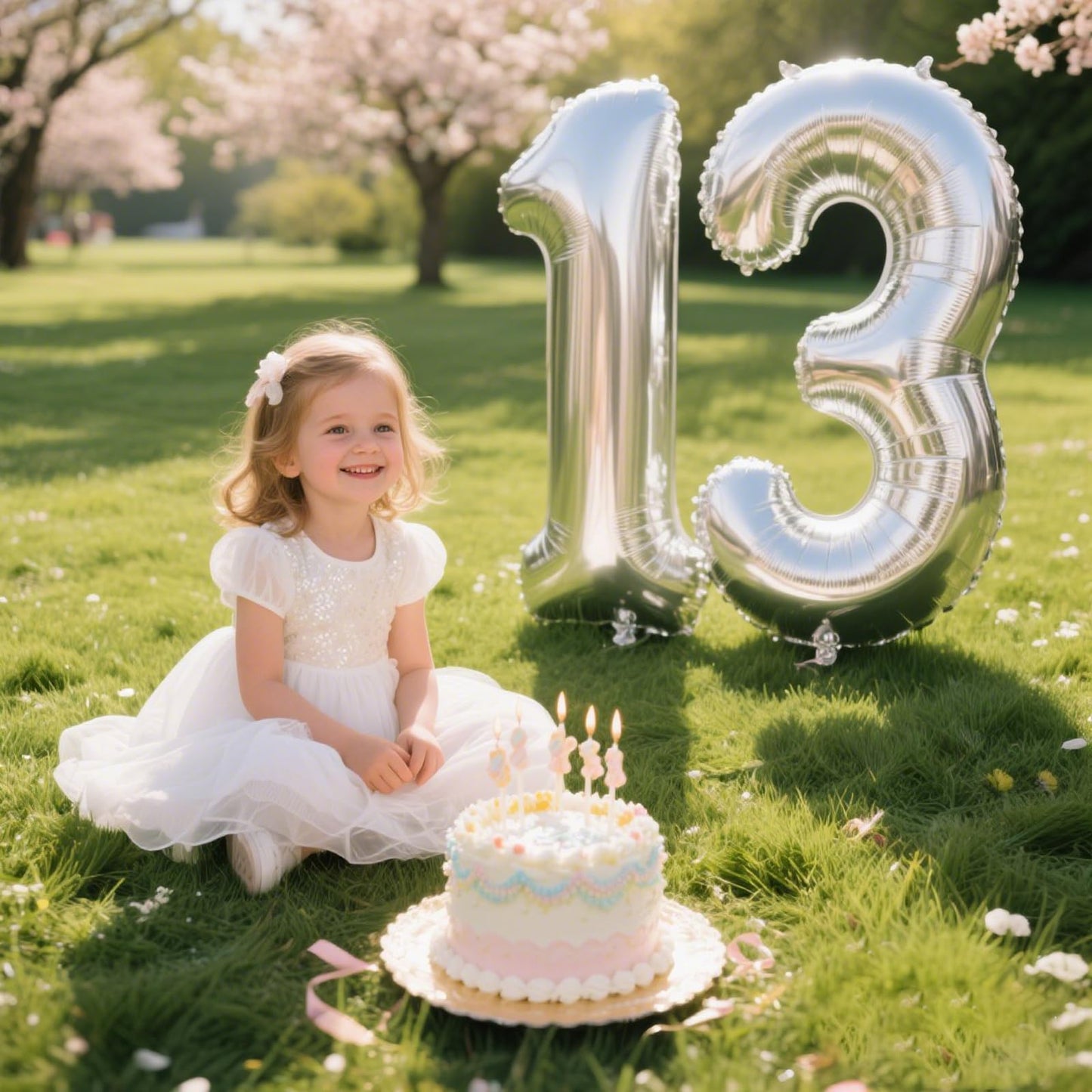 Kelfuoya 40-Inch Silver Number 13 Digital Balloon | Jumbo Mylar Foil Balloon for Birthday & Anniversary