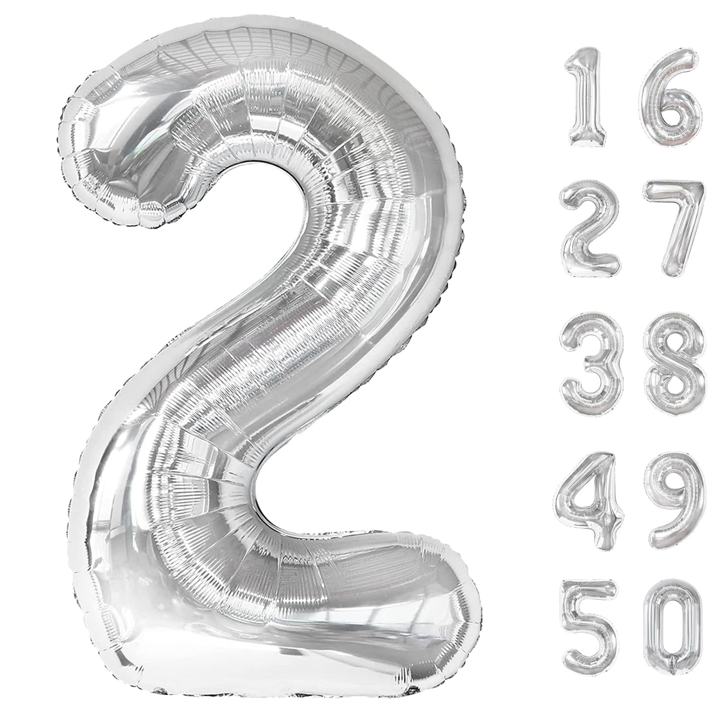 Kelfuoya 40-Inch Silver Number 2 Balloon – Giant Foil Party Decor