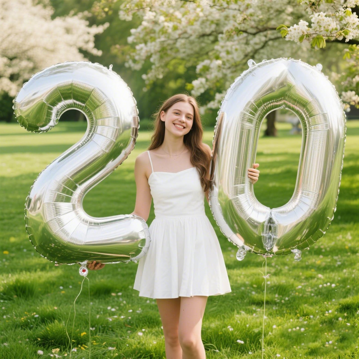 Kelfuoya 40 Inch Silver Number 20 Balloon – Jumbo Mylar Foil Digital Balloon for Birthday, Anniversary Decor