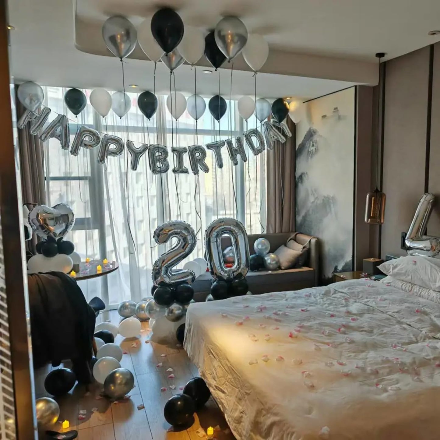 Kelfuoya 40 Inch Silver Number 20 Balloon – Jumbo Mylar Foil Digital Balloon for Birthday, Anniversary Decor