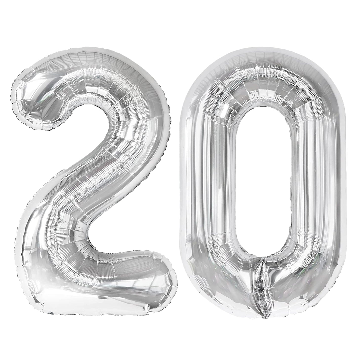 Kelfuoya 40 Inch Silver Number 20 Balloon – Jumbo Mylar Foil Digital Balloon for Birthday, Anniversary Decor