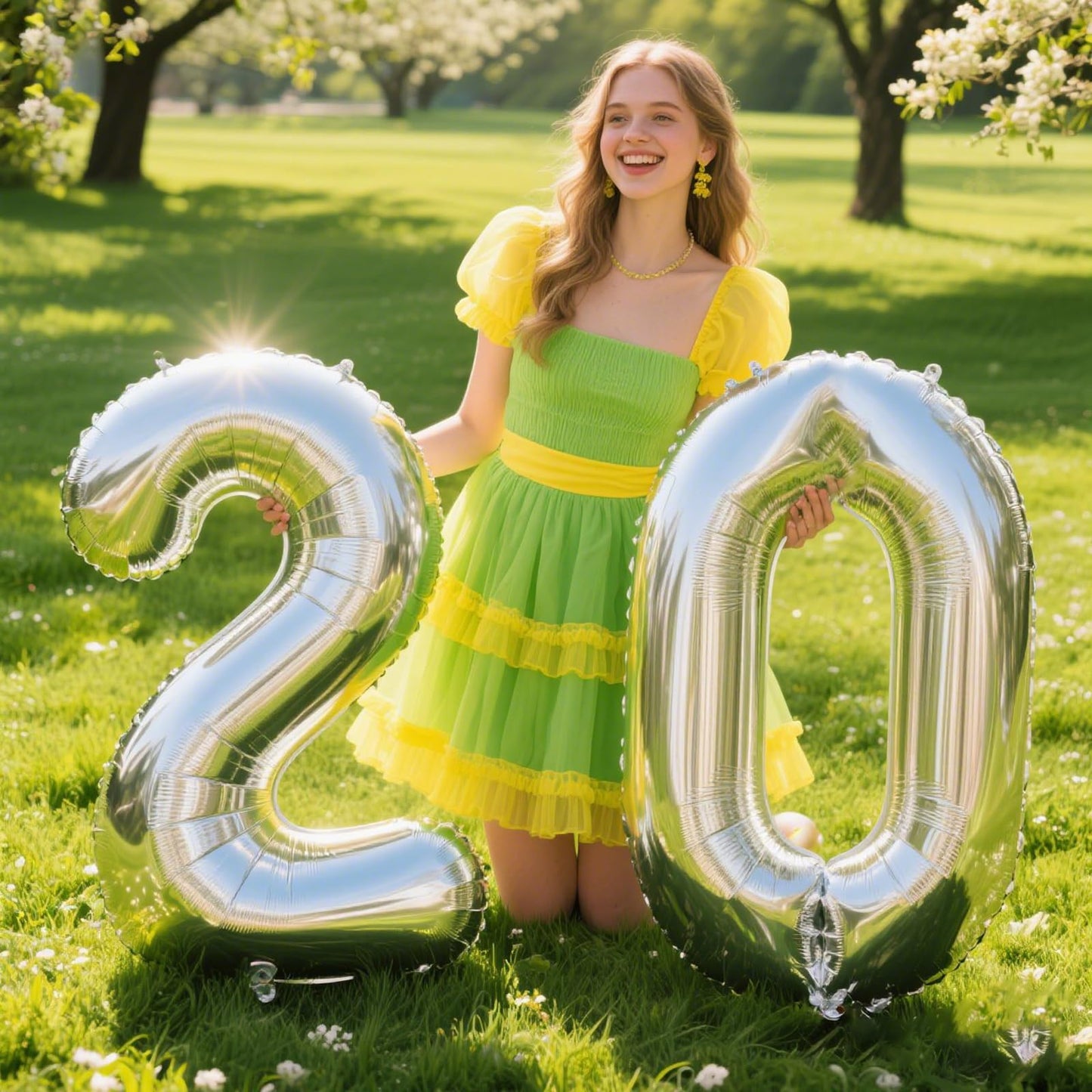 Kelfuoya 40 Inch Silver Number 20 Balloon – Jumbo Mylar Foil Digital Balloon for Birthday, Anniversary Decor