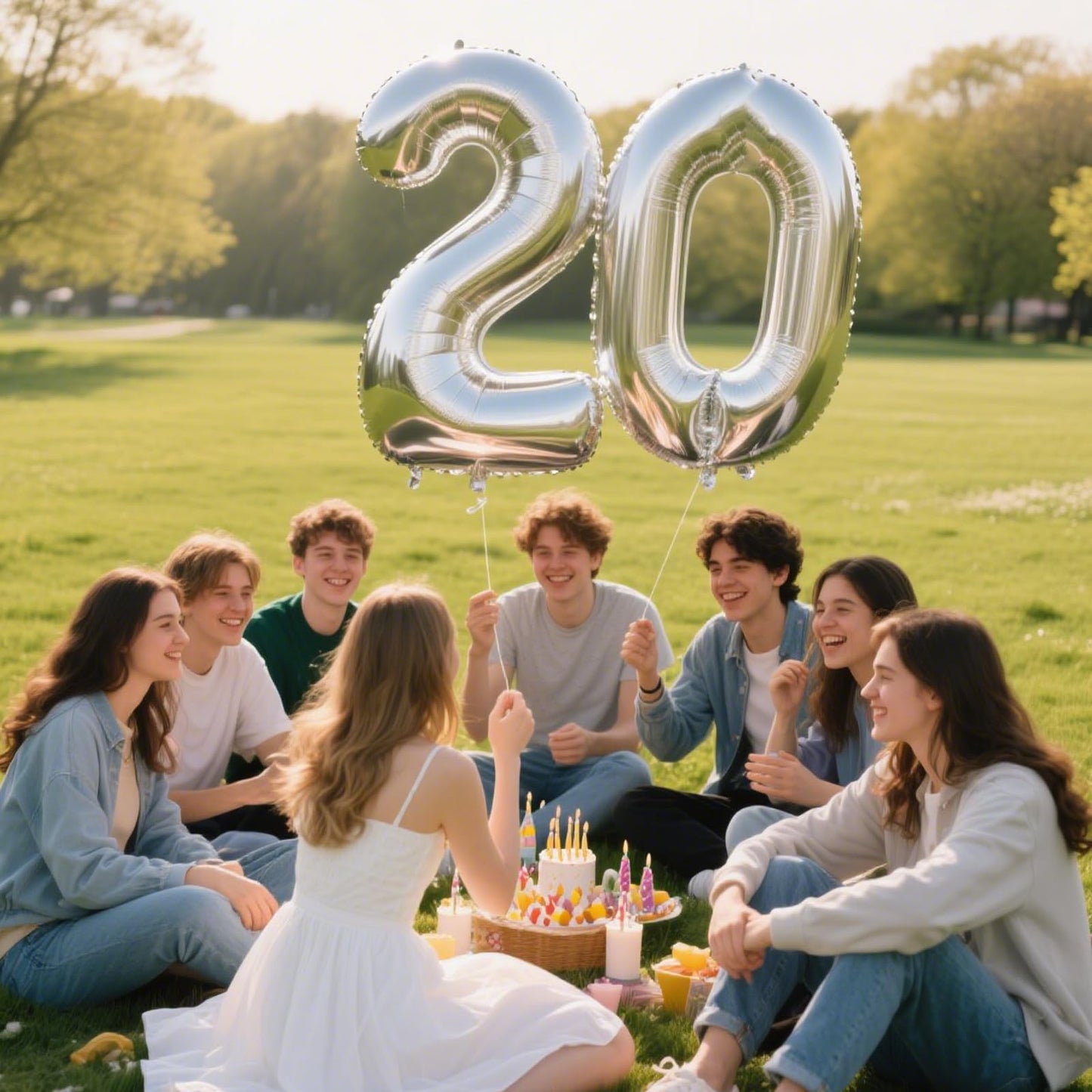 Kelfuoya 40 Inch Silver Number 20 Balloon – Jumbo Mylar Foil Digital Balloon for Birthday, Anniversary Decor