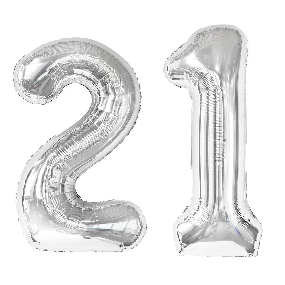 Kelfuoya 40 Inch Silver Number 21 Balloon — Jumbo Mylar Foil for Birthday and Anniversary