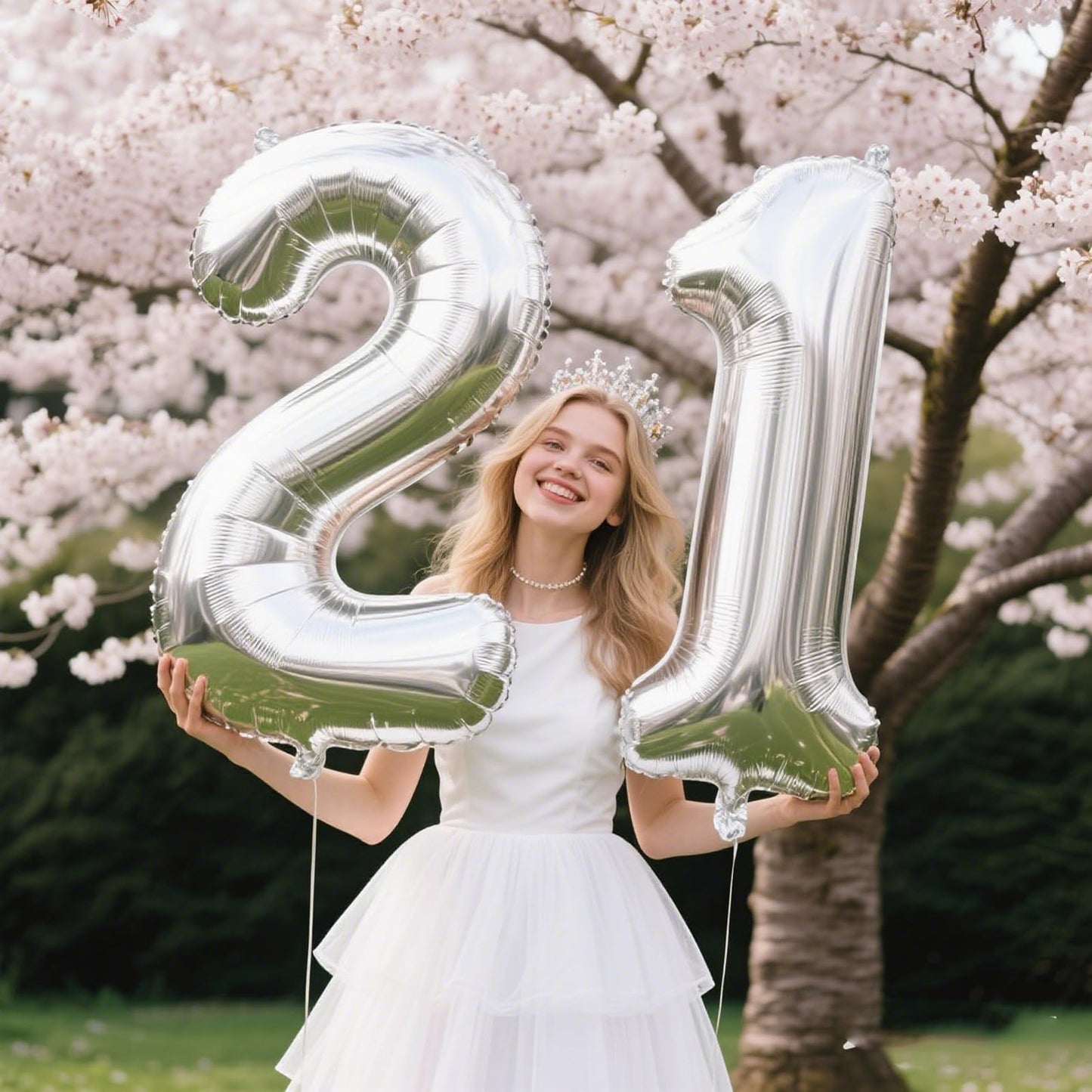 Kelfuoya 40 Inch Silver Number 21 Balloon — Jumbo Mylar Foil for Birthday and Anniversary