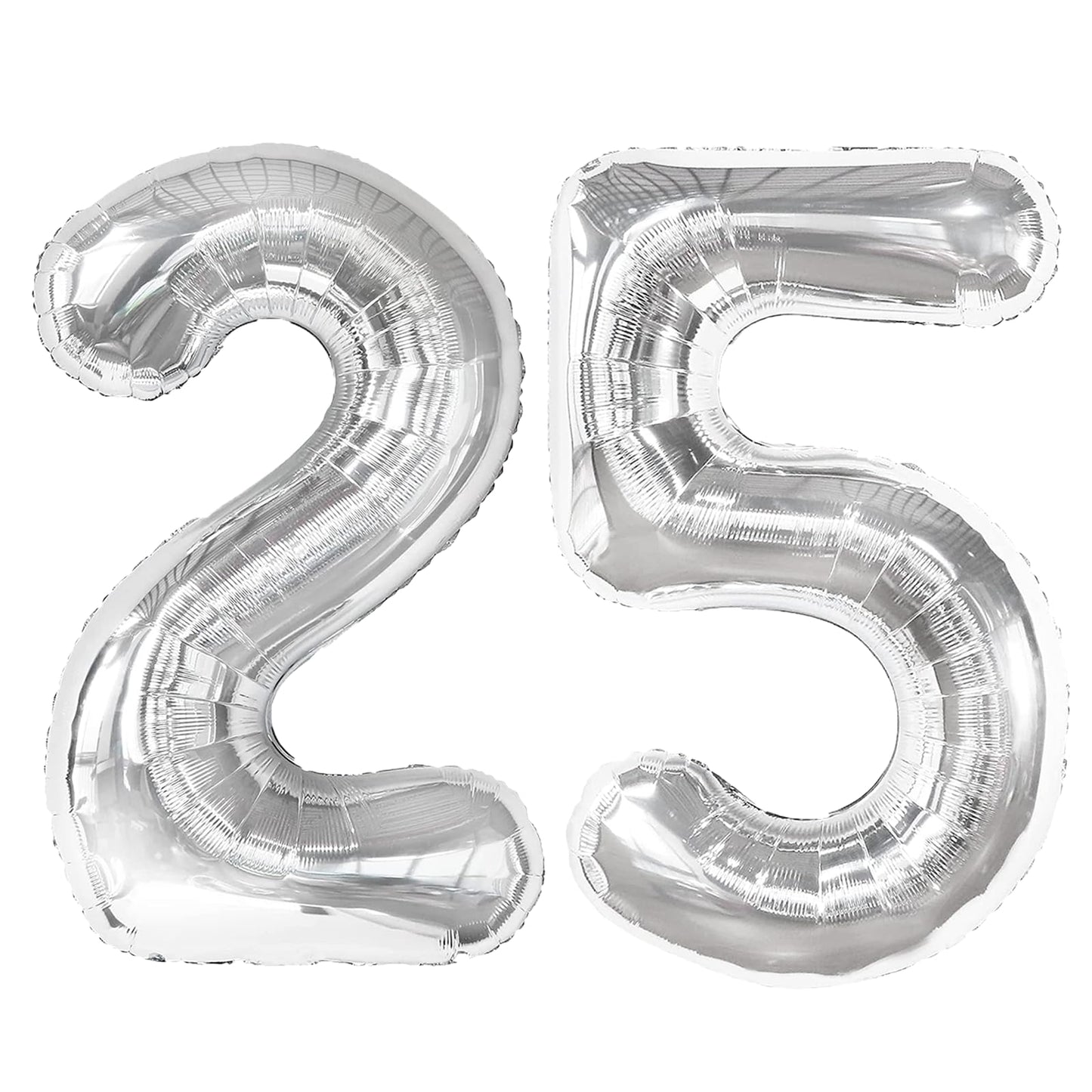 Kelfuoya 40 Inch Silver Number 25 Digital Balloon – Jumbo Mylar Foil Balloon for Birthday & Anniversary Parties