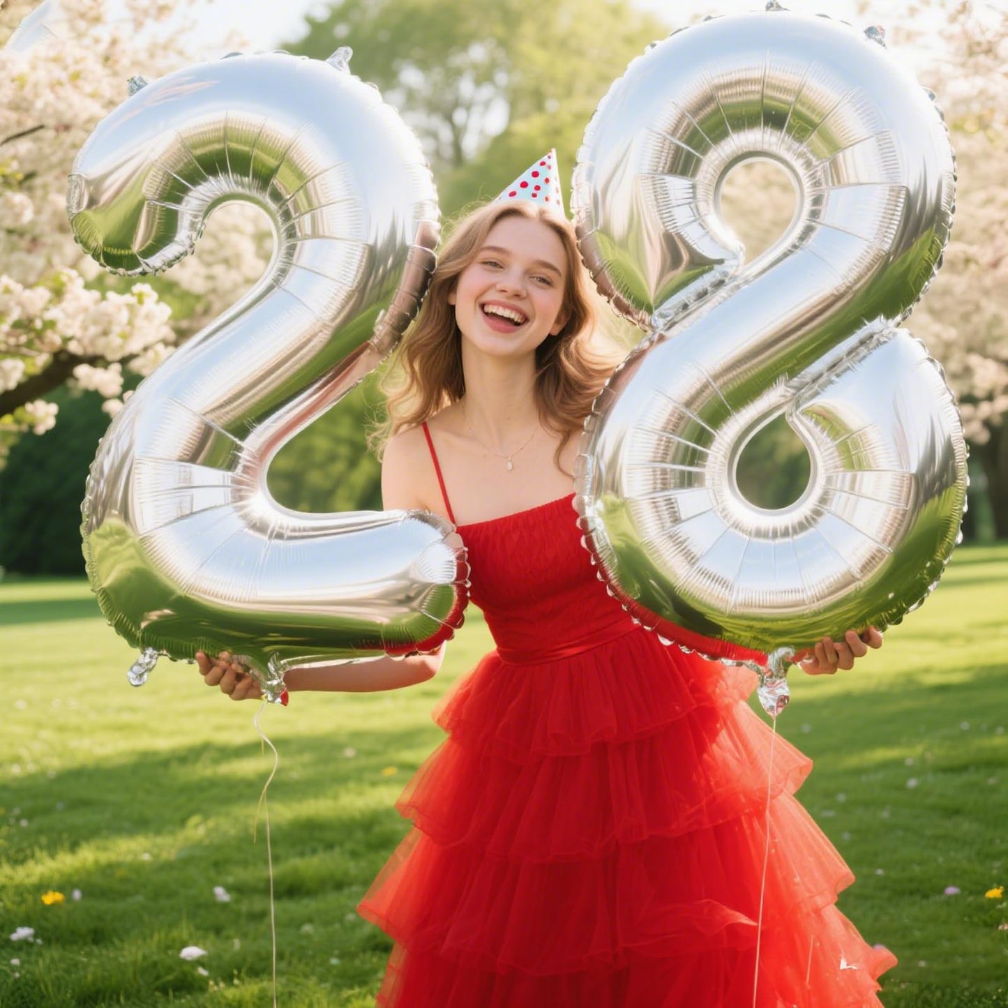 Kelfuoya 40-Inch Silver Number 28 Balloon | Jumbo Mylar Foil Balloon for Birthday & Anniversary Decor