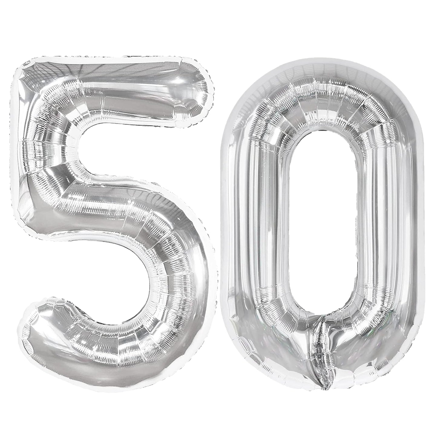 Kelfuoya 40-Inch Silver Number 50 Balloon | Jumbo Mylar Foil Balloon for 50th Birthday & Anniversary