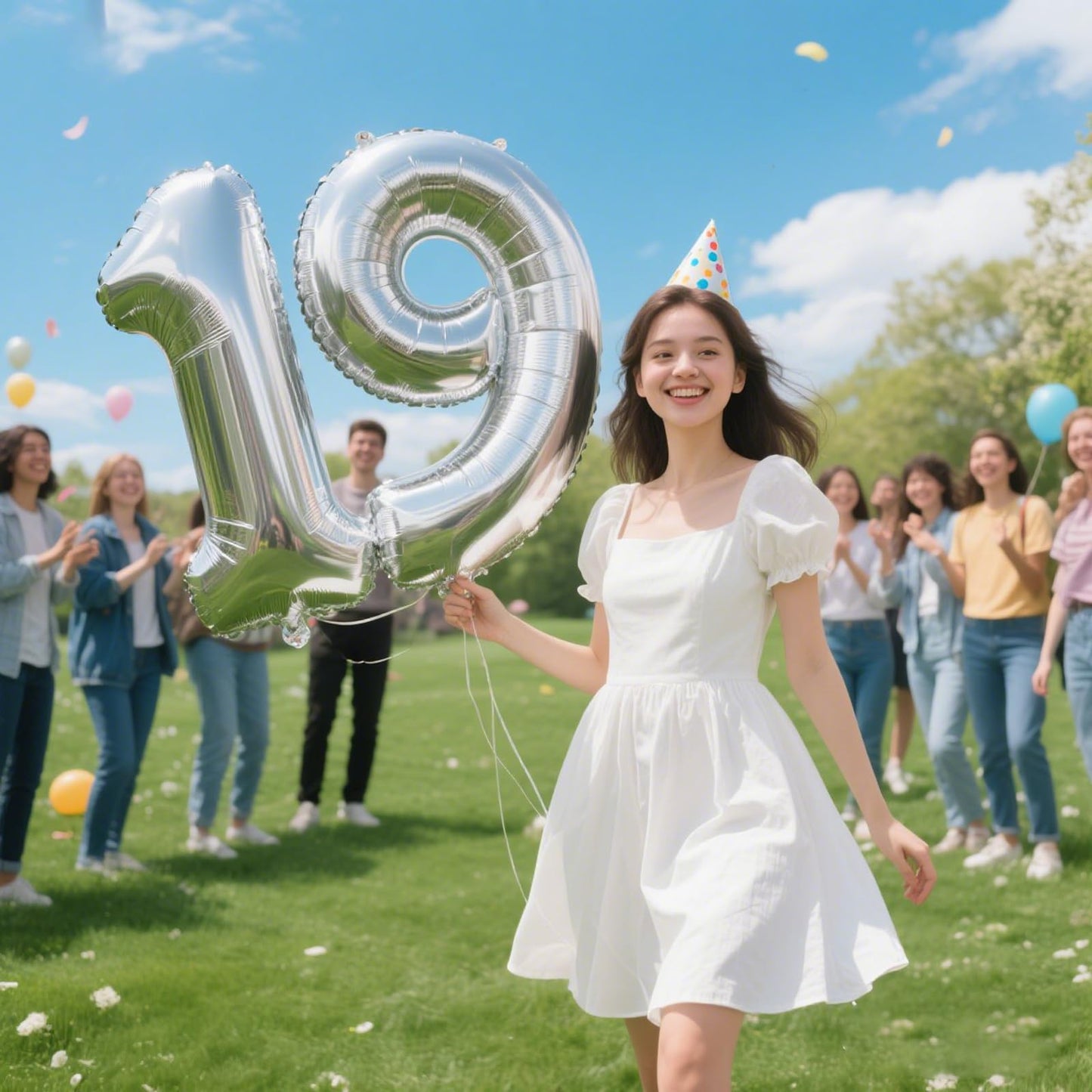 Kelfuoya 40 Inch Silver Number 9 Balloon - Giant 9th Birthday & Anniversary Party Decoration