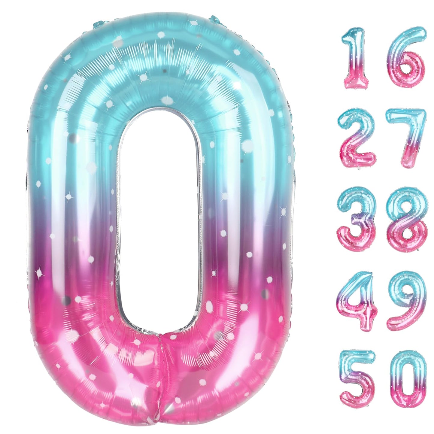 Kelfuoya 40-Inch Starry Number 0 Balloon – Jumbo Mylar Foil Balloon for Parties