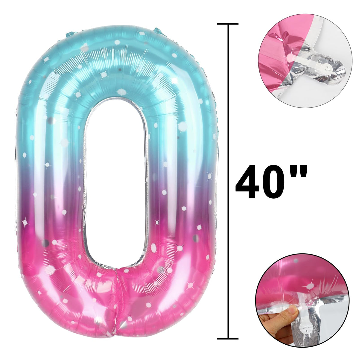 Kelfuoya 40-Inch Starry Number 0 Balloon – Jumbo Mylar Foil Balloon for Parties