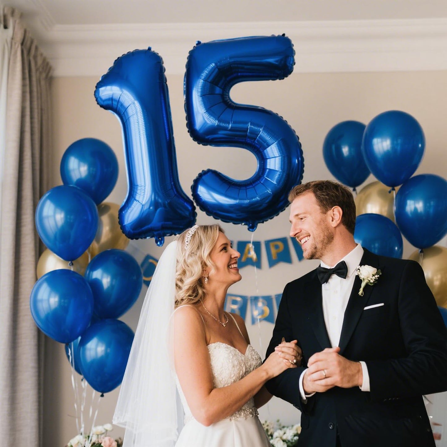 Kelfuoya 40-Inch Navy Blue 15 Number Balloon – Jumbo Mylar Foil Helium Balloon
