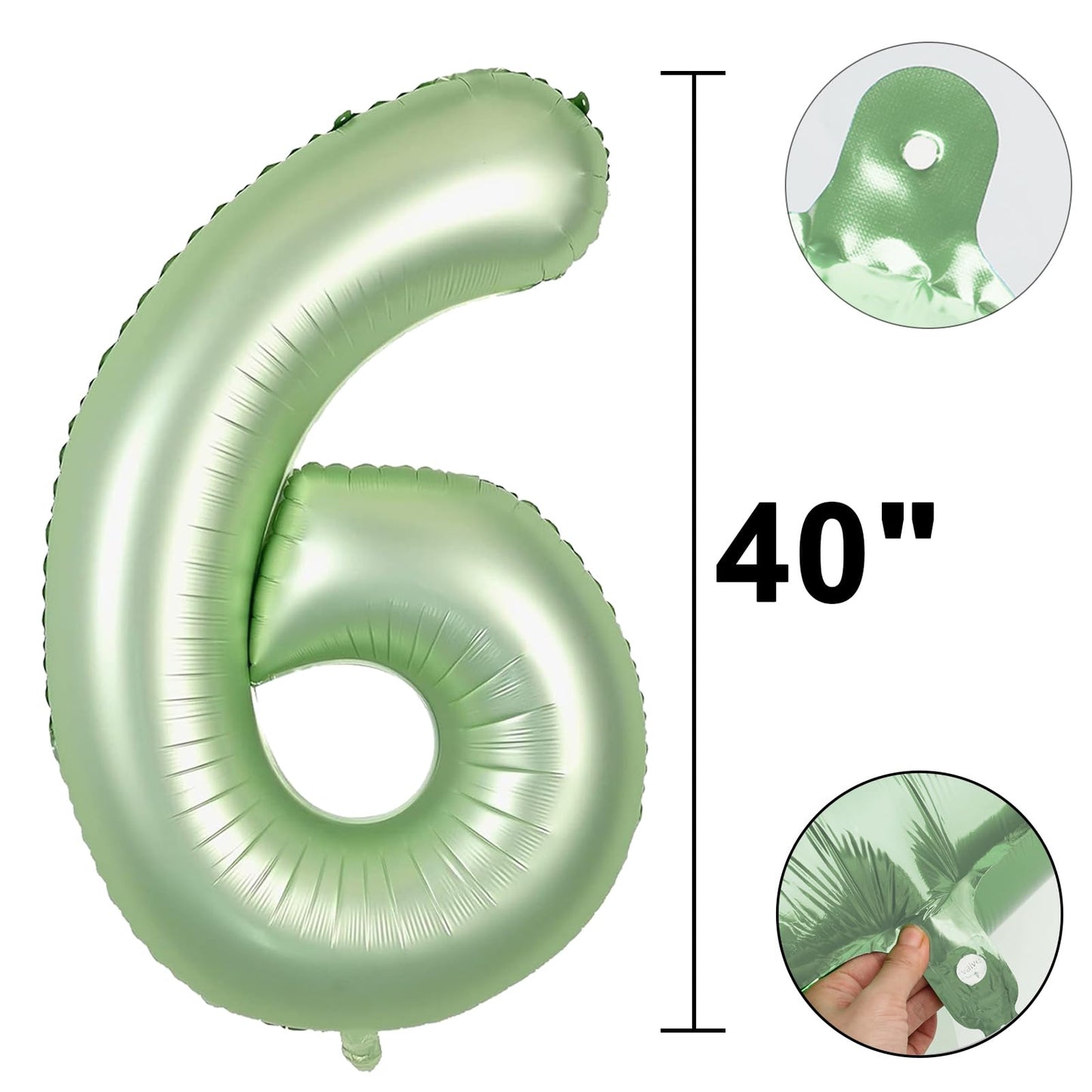 Kelfuoya 40 Inch Olive Green Number Balloon – 6 Foil Mylar Balloon for Birthdays & Anniversaries