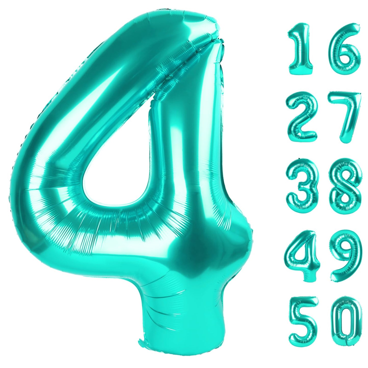 Kelfuoya 40 Inch Teal 4 Balloon – Giant Foil Number Balloon for 14th & 24th Birthdays and Anniversaries