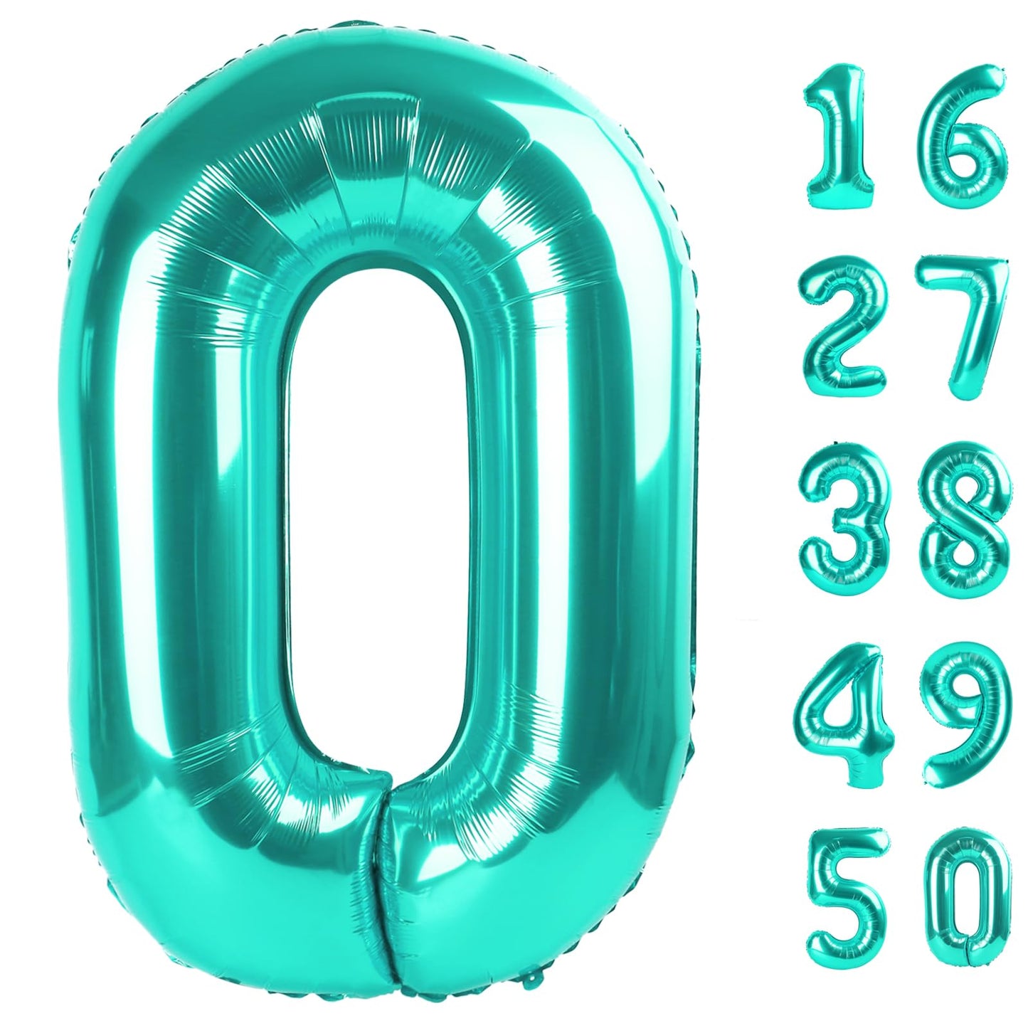 Kelfuoya 40-Inch Teal Blue Number 0 Balloon – Jumbo Mylar Foil Helium Balloon for Birthdays & Anniversaries