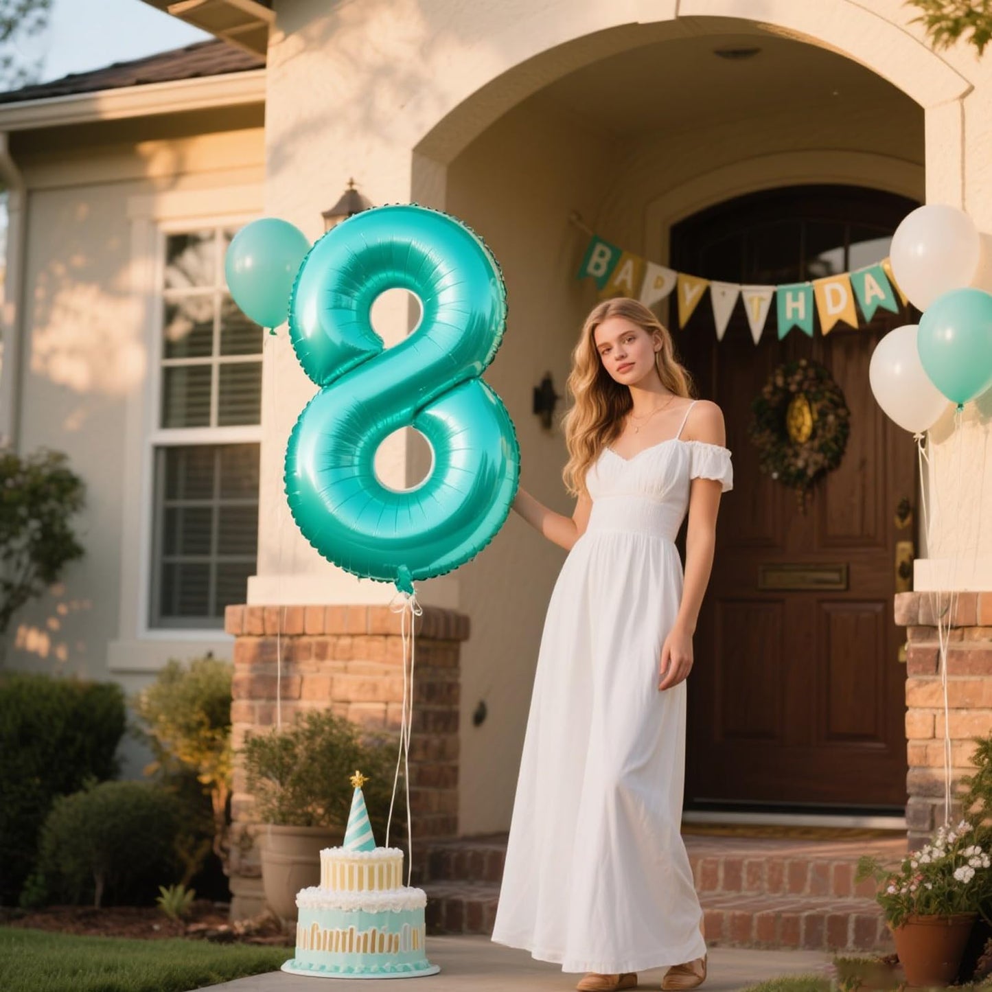Kelfuoya 40 Inch Teal Number 8 Balloon – Giant Foil Birthday & Anniversary Decor