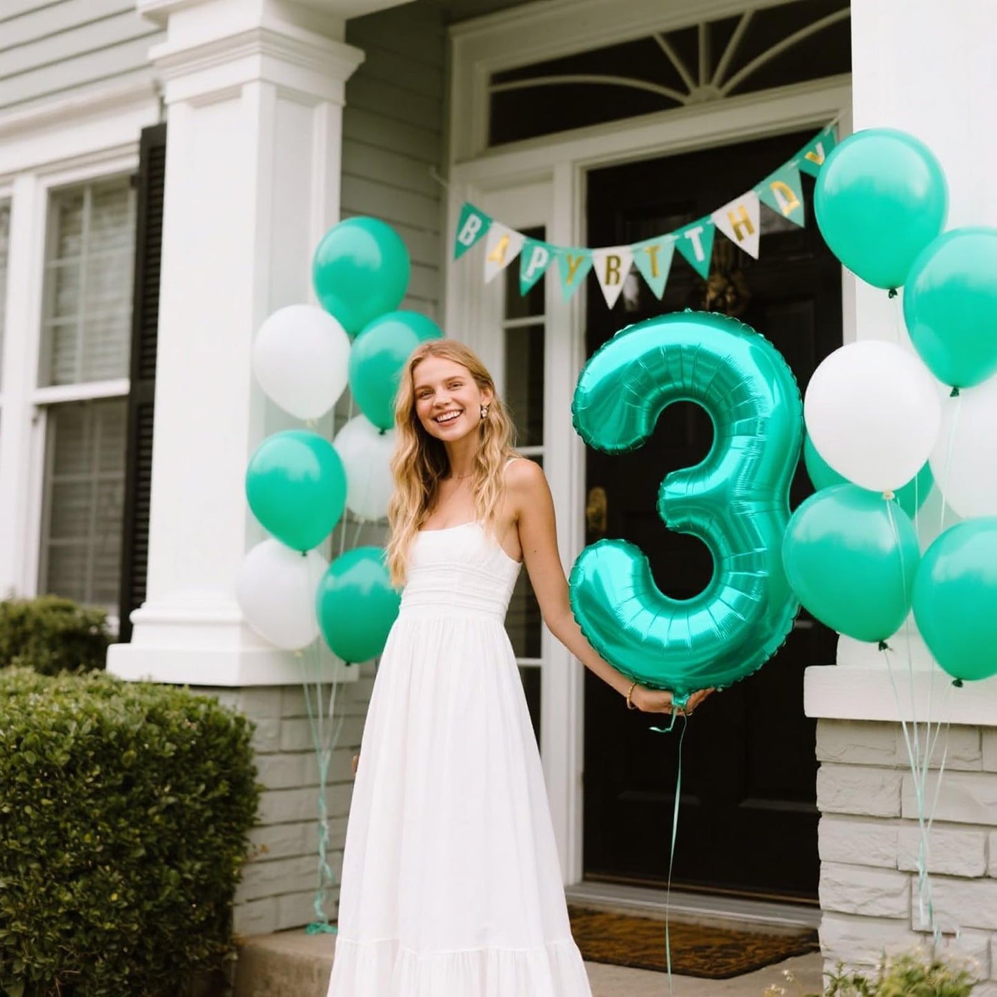 40-Inch Teal Blue Number 3 Balloon – Jumbo Mylar Foil Party Balloon | Kelfuoya