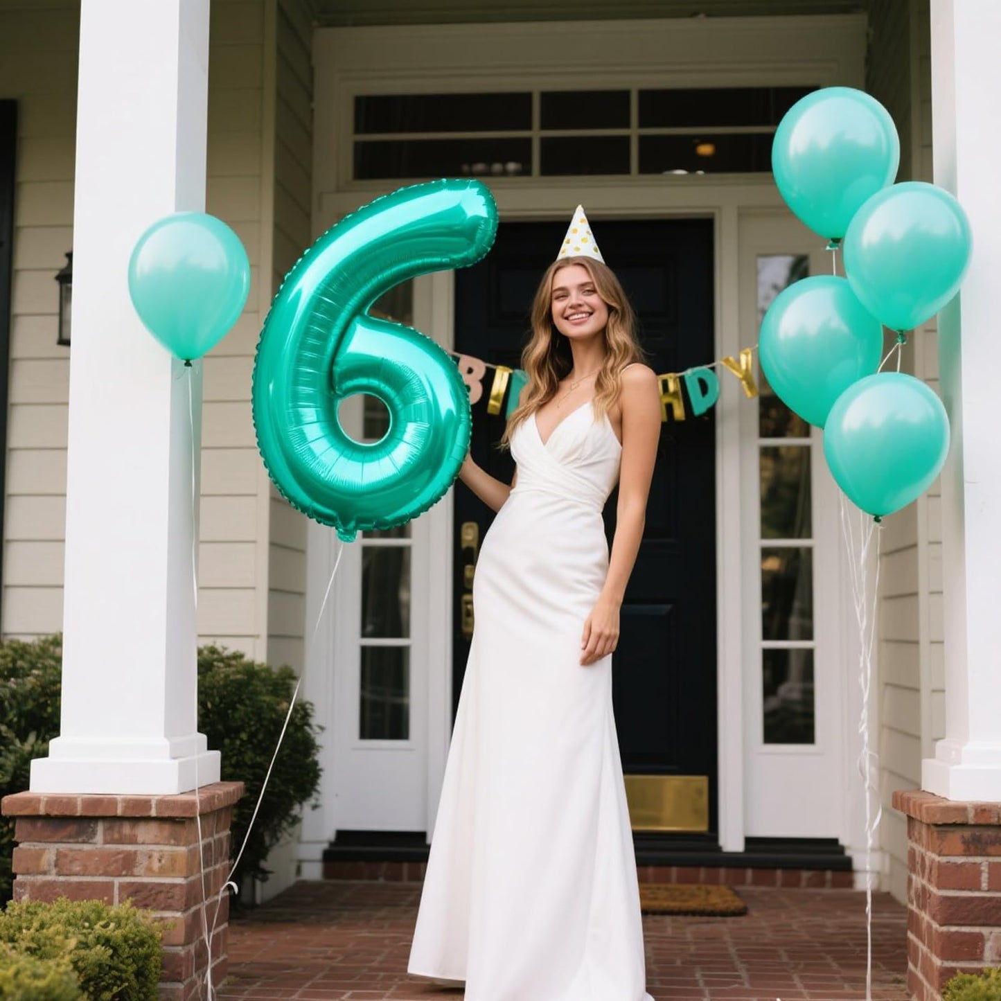 Kelfuoya 40-Inch Teal Number 6 Foil Balloon – Jumbo Mylar Birthday & Anniversary Decor
